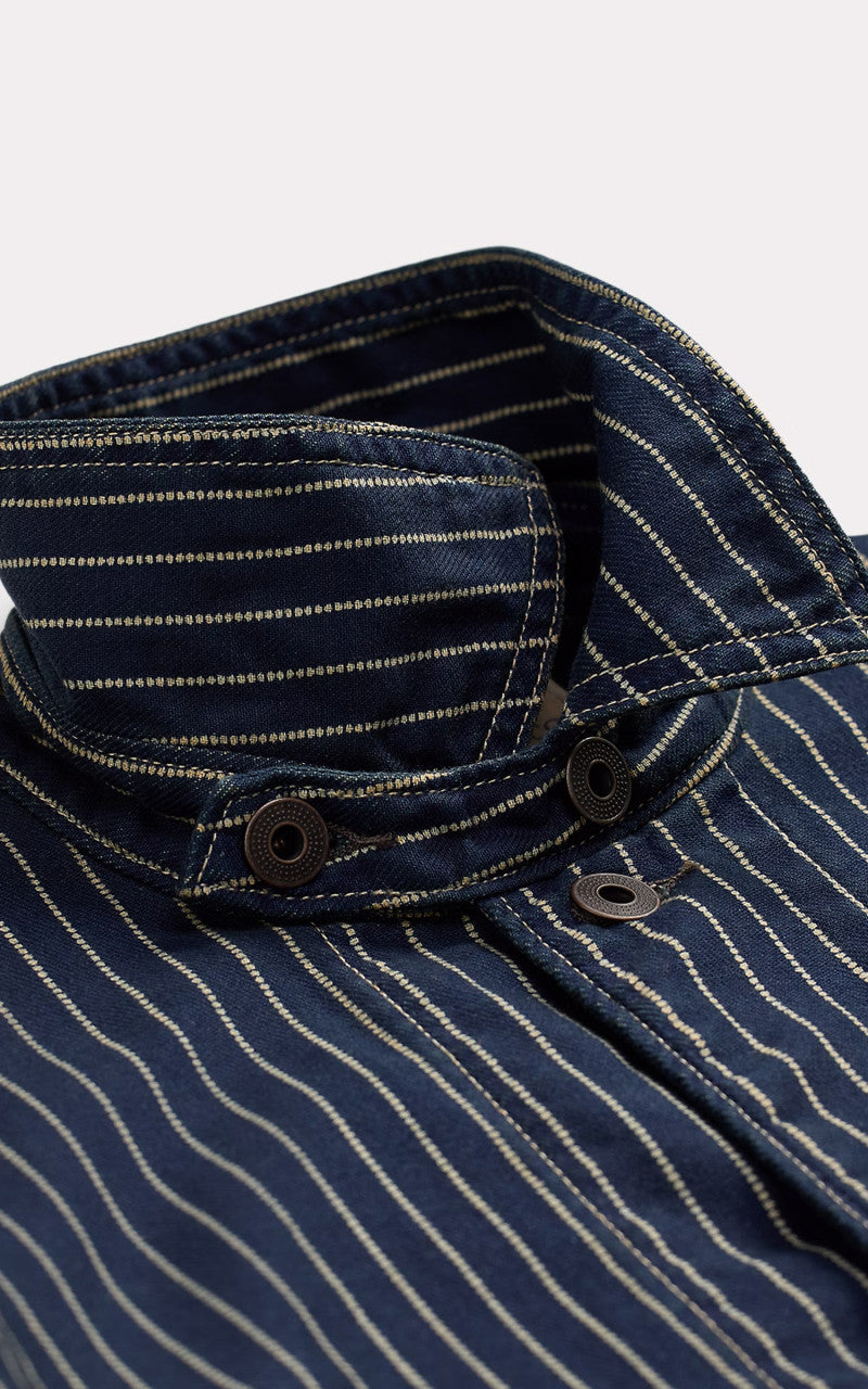 RRL Indigo Dot-Stripe Twill Engineer Coat Indigo Rinse