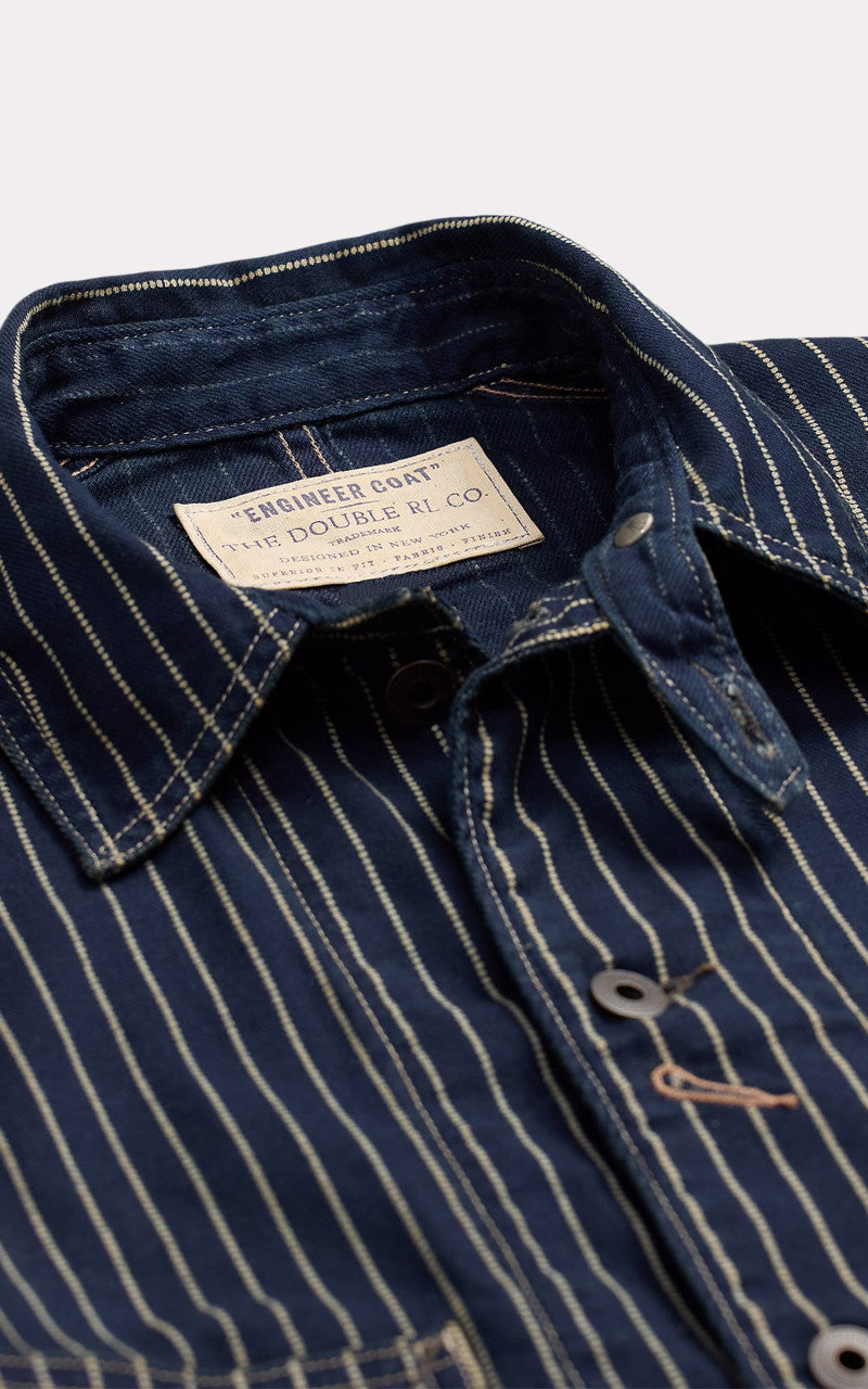 RRL Indigo Dot-Stripe Twill Engineer Coat Indigo Rinse