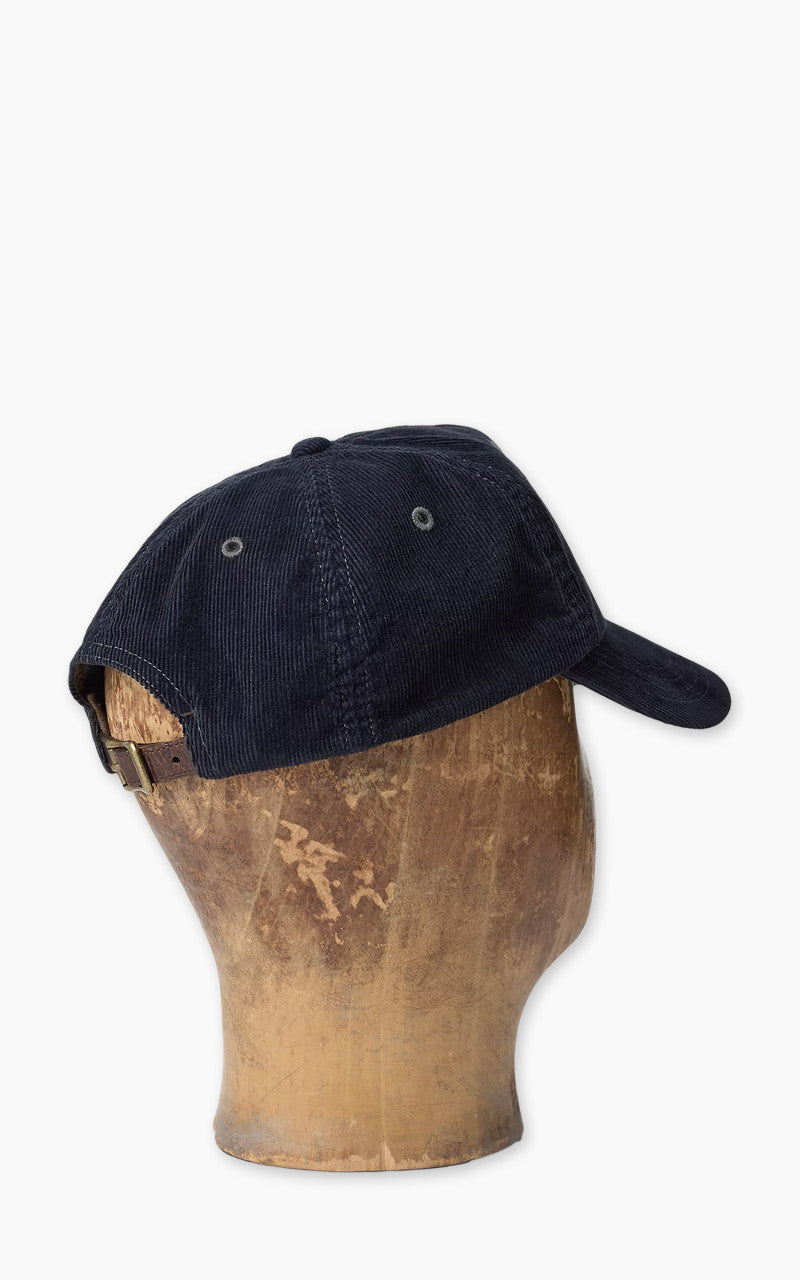 RRL Leather-Patch Corduroy Trucker Cap Navy