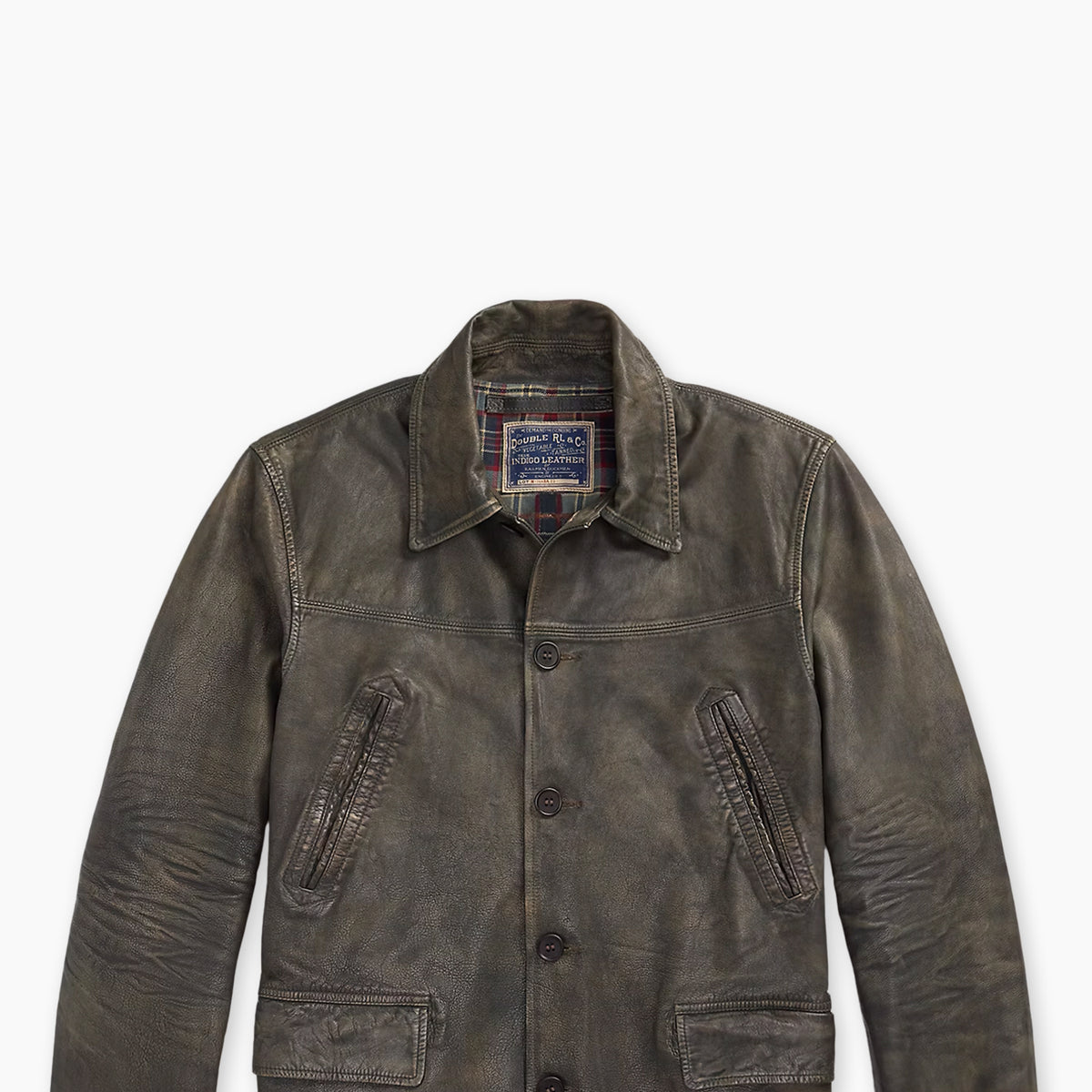 RRL Indigo Leather Car Coat Vintage Indigo