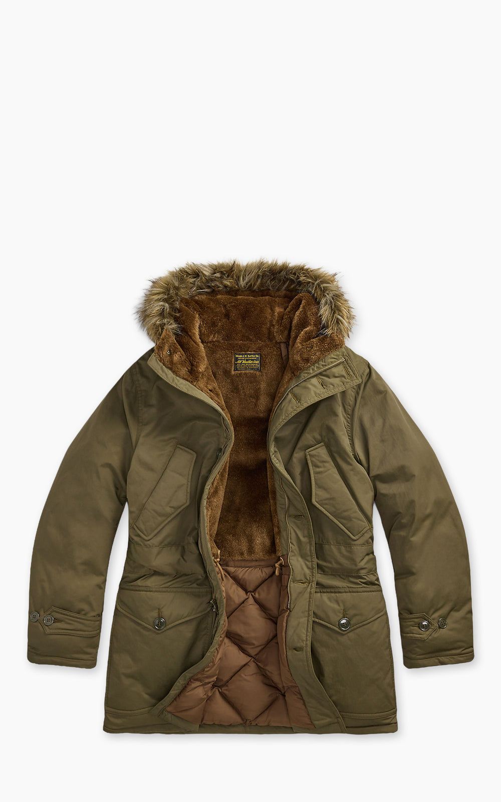 RRL Faux-Fur-Trim Parka Vintage Olive