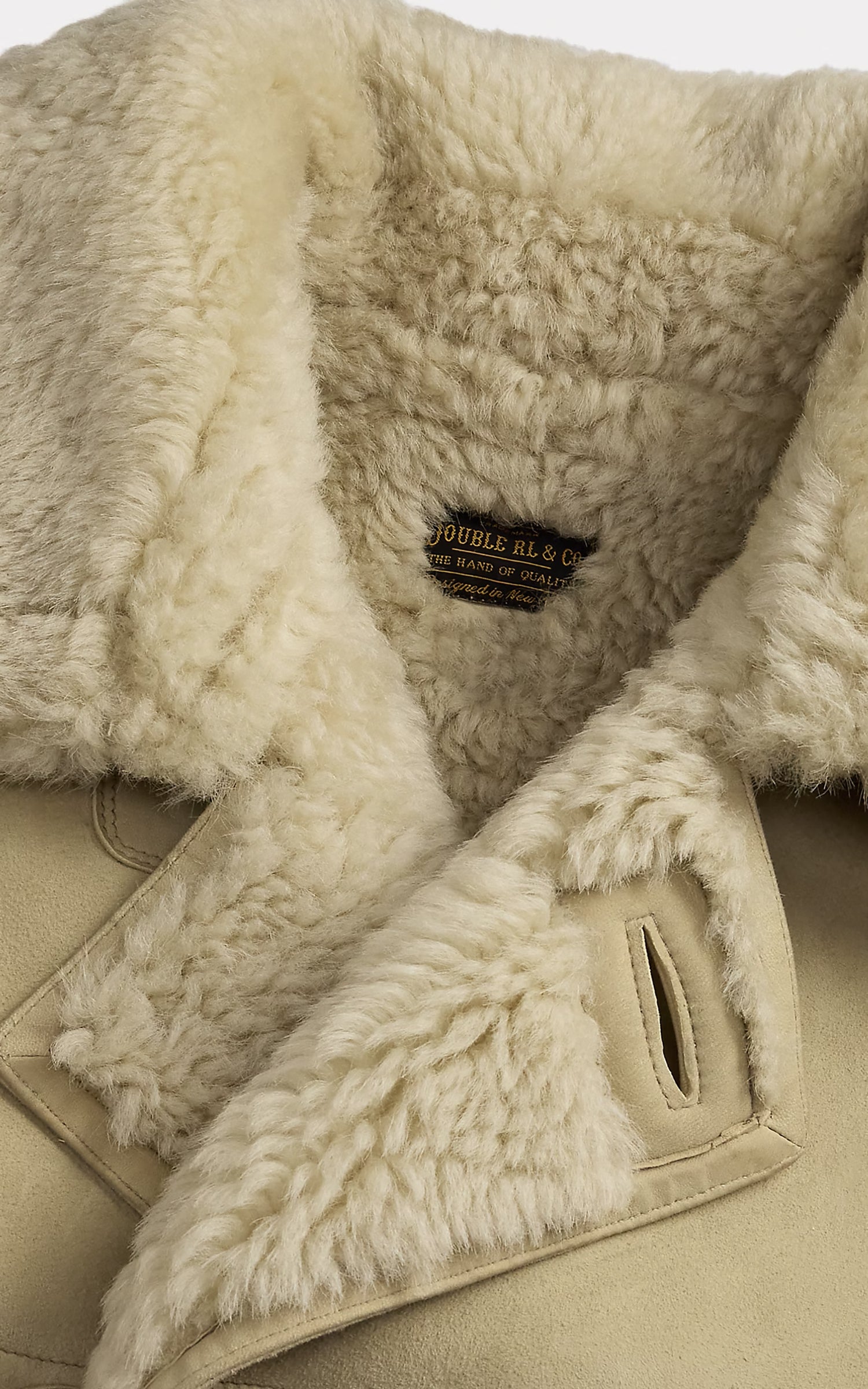 RRL Reinhold Shearling Coat Vintage Cream