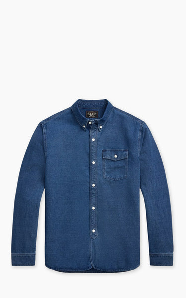 RRL indigo Logo work shirts Mサイズ RRL Oxford Workshirt Indigo