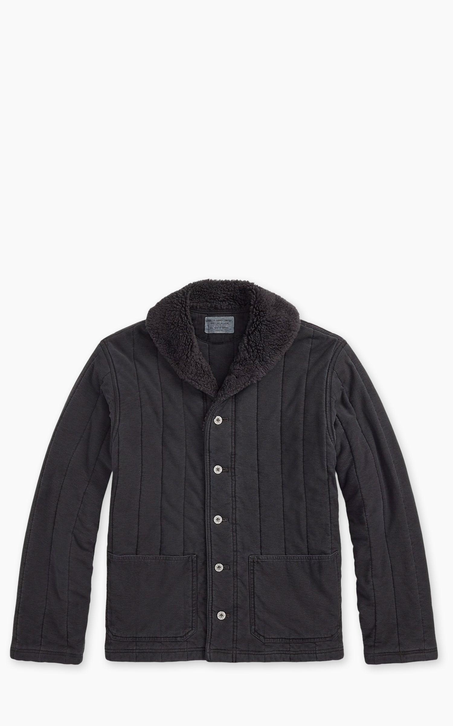 RRL Fleece-Collar Quilted Jersey Jacket Faded Black