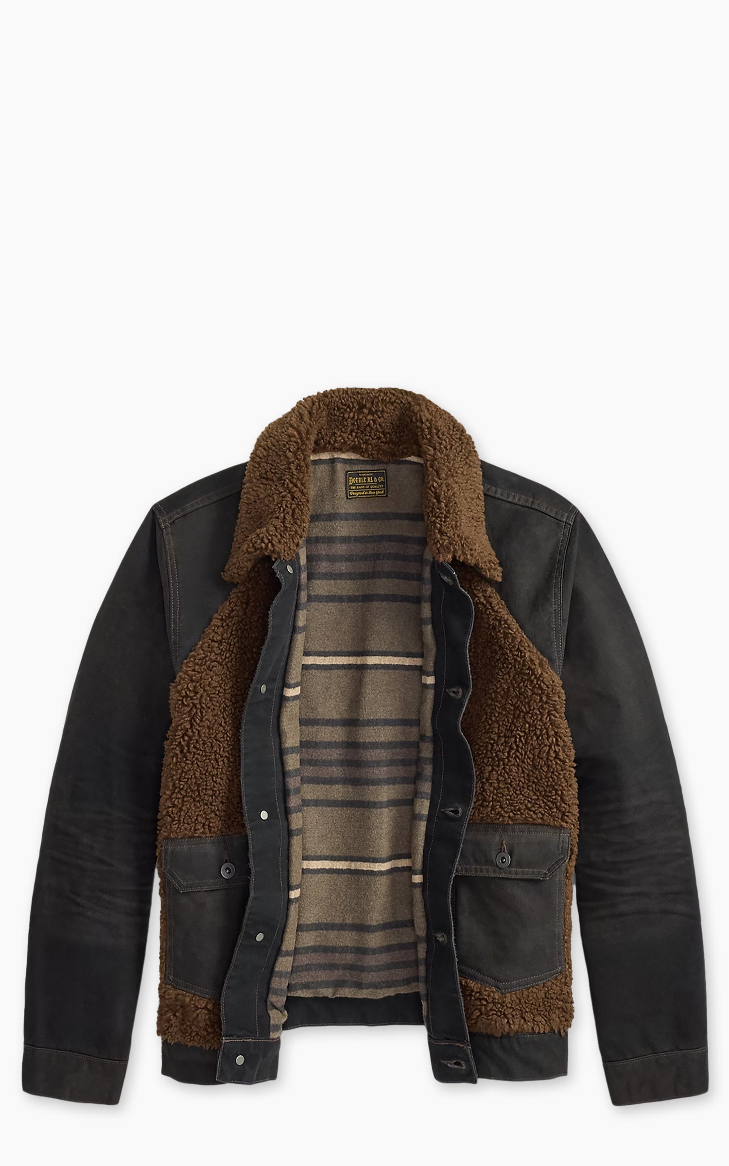 RRL Fleece-Panelled Canvas Jacket Vintage Black/Brown
