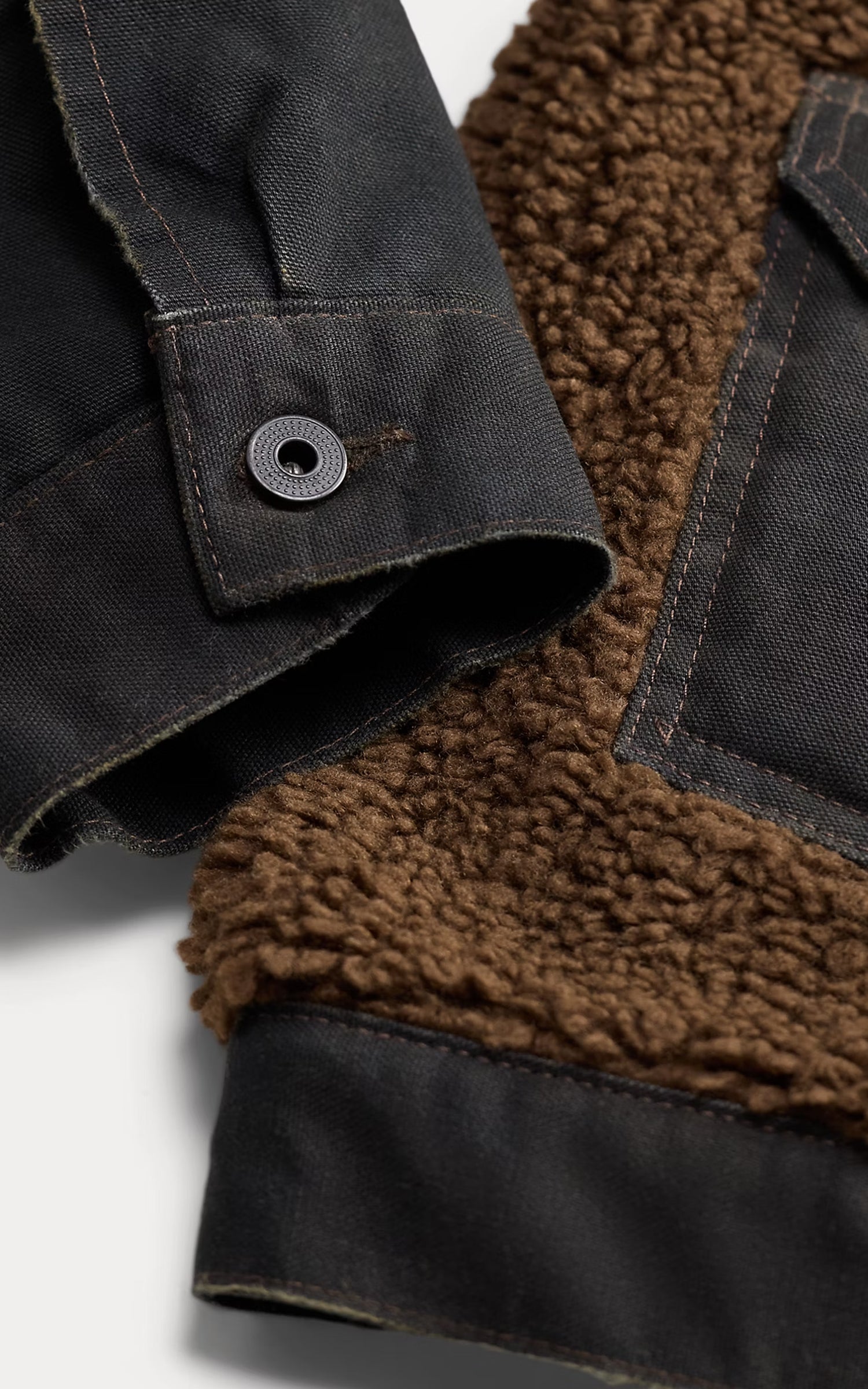 RRL Fleece-Panelled Canvas Jacket Vintage Black/Brown