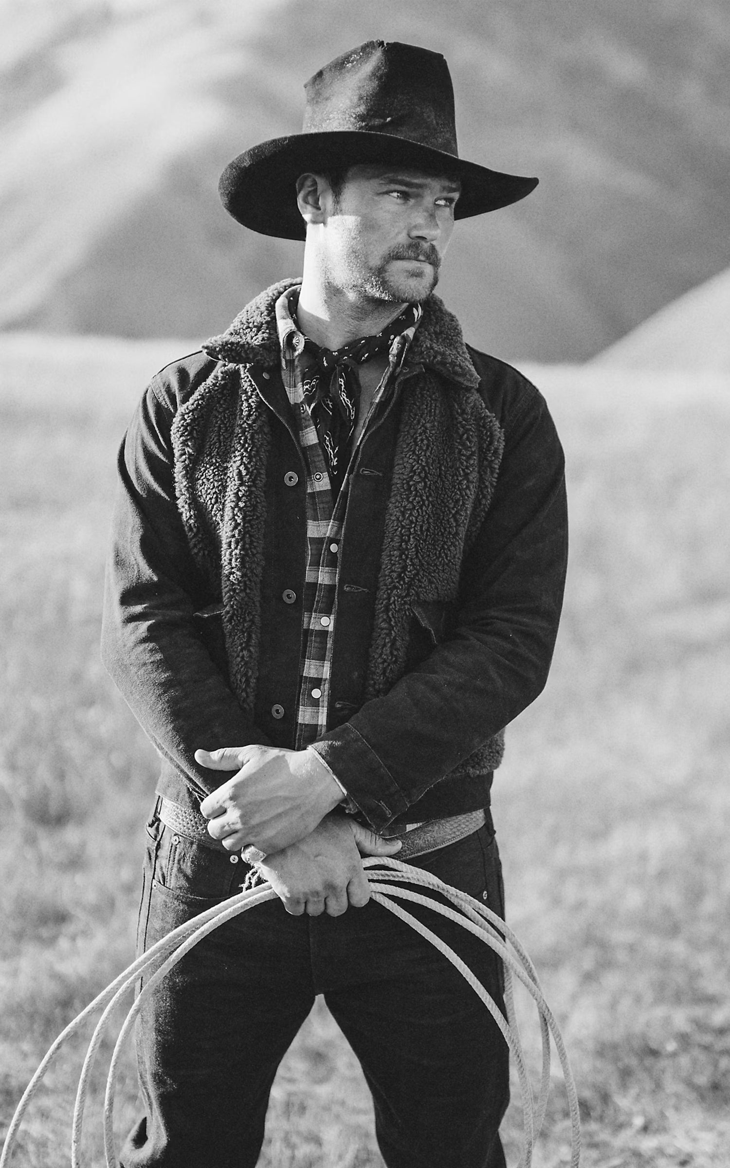 RRL Fleece-Panelled Canvas Jacket Vintage Black/Brown