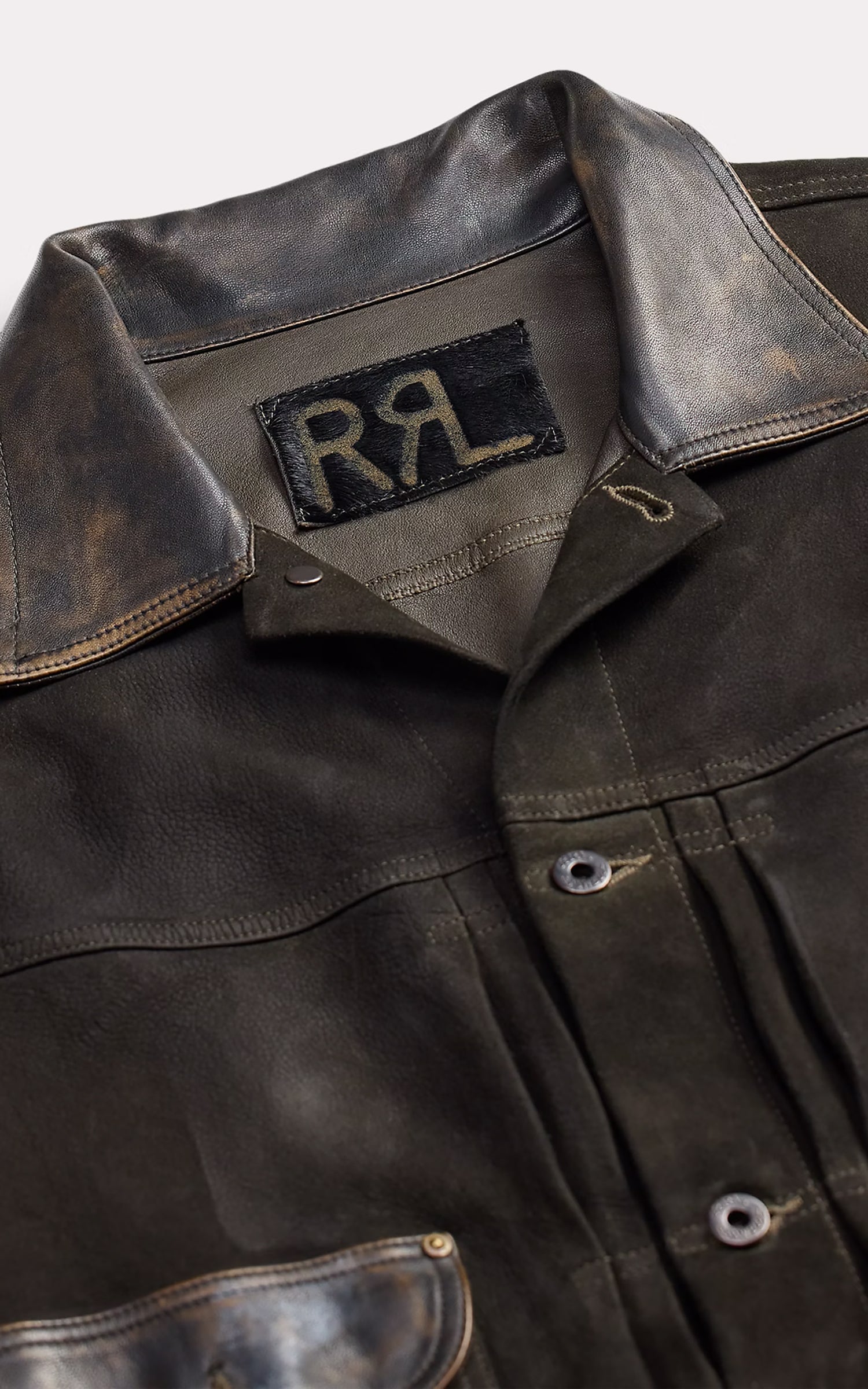 RRL Leather-Trim Suede Jacket Black
