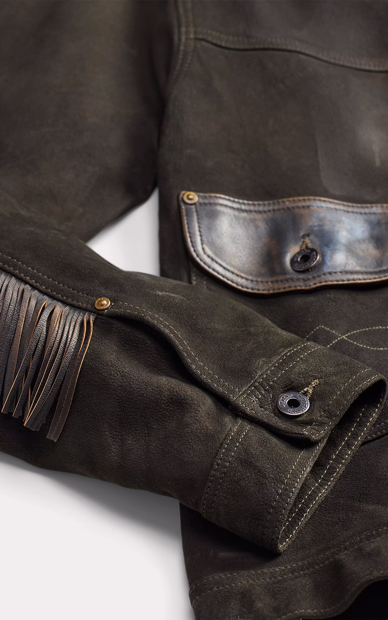 RRL Leather-Trim Suede Jacket Black