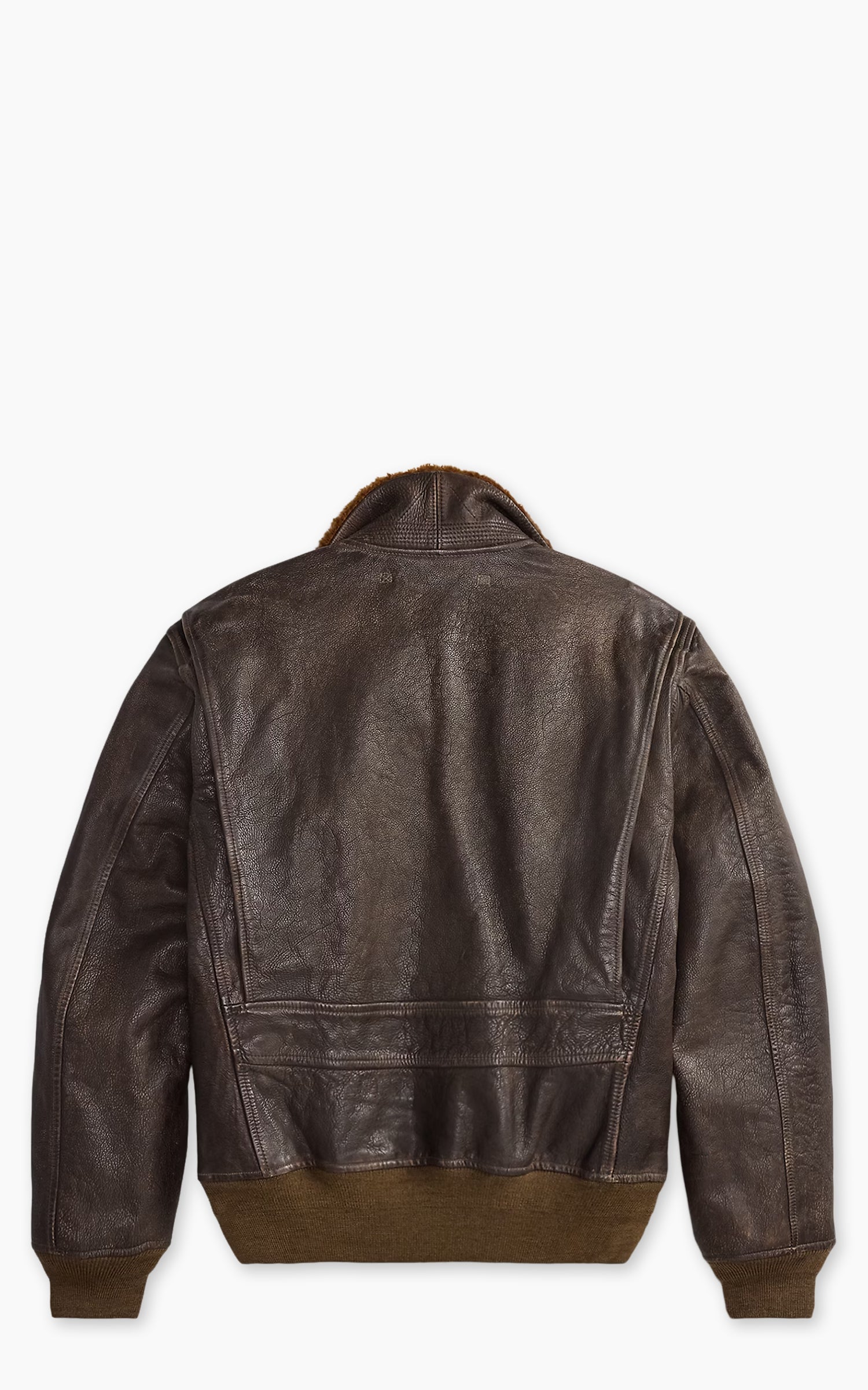 RRL Shearling-Collar Leather Flight Jacket Vintage Brown