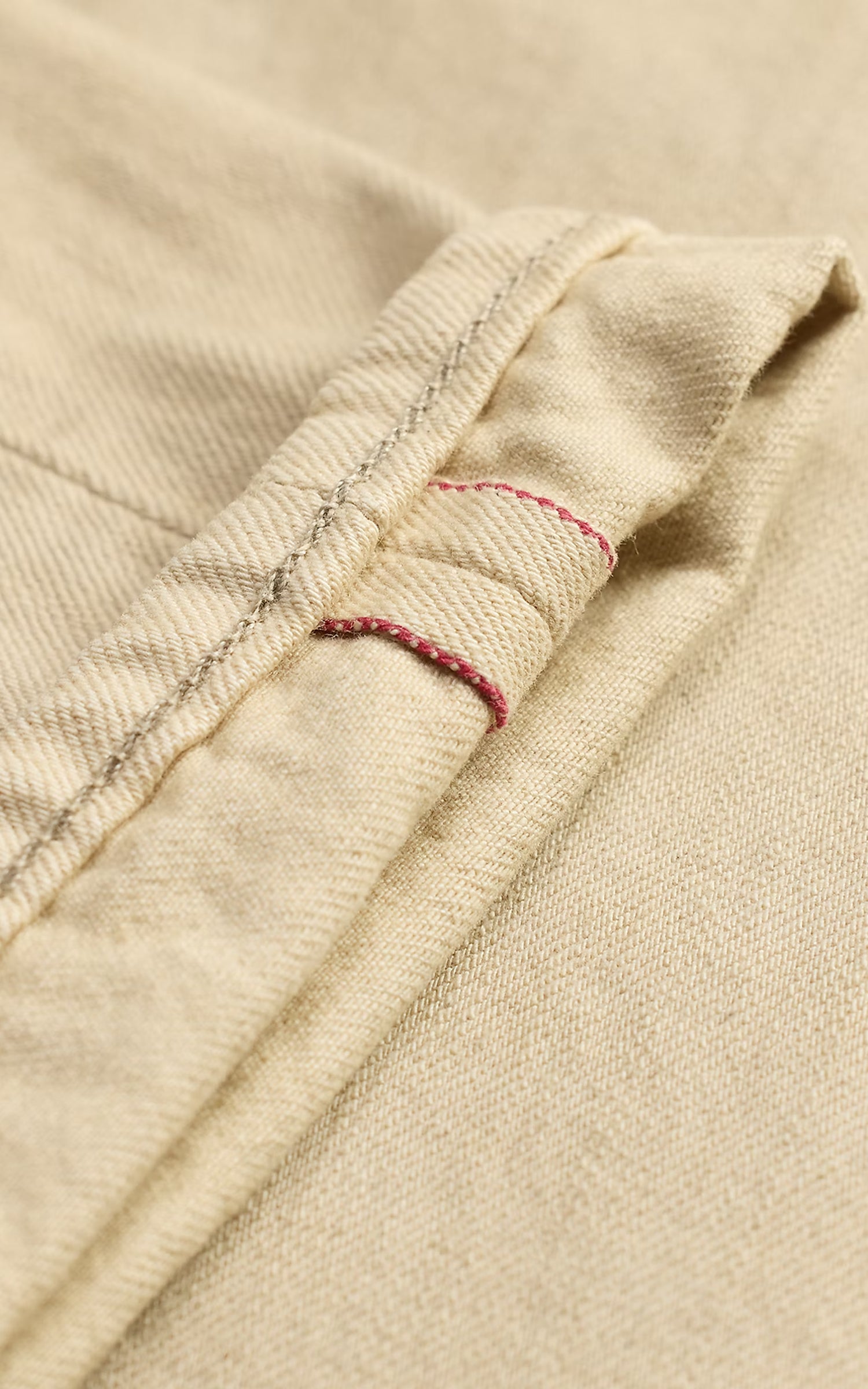RRL Slim Boot Cream Selvedge Jean Distressed Cream