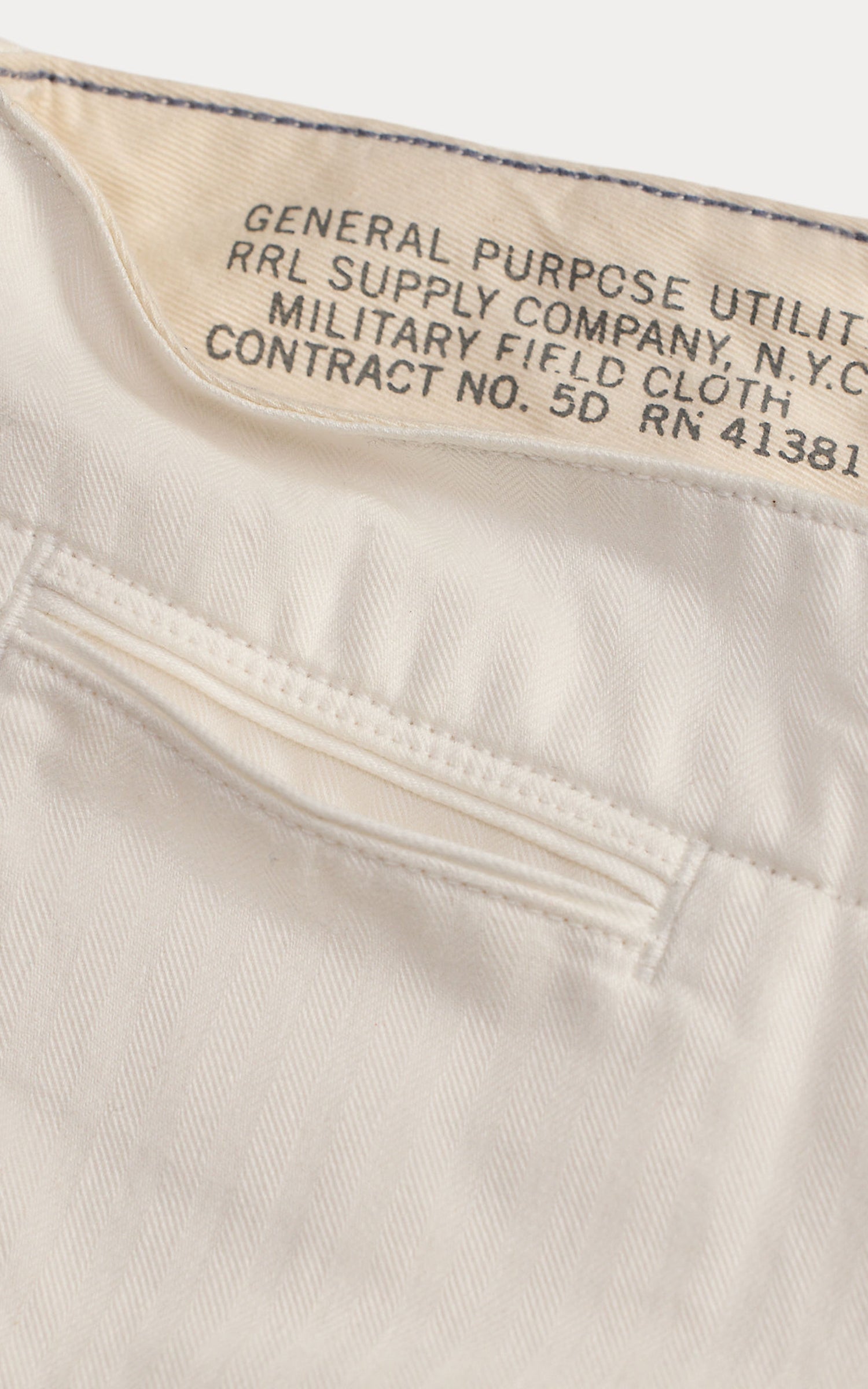 RRL Herringbone Twill Officer's Short Antique White