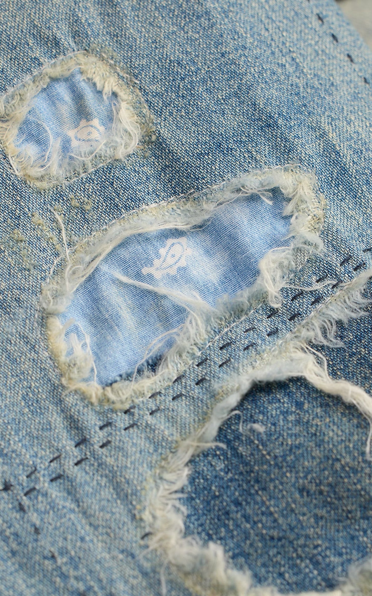 RRL Slim Fit Repaired Denim Western Shirt Addington Wash