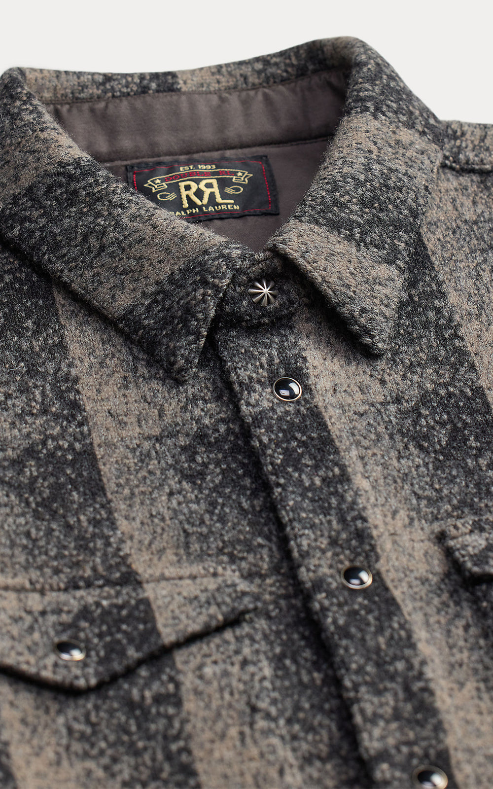 RRL Wool-Cashmere Western Overshirt Sweater Black Multi