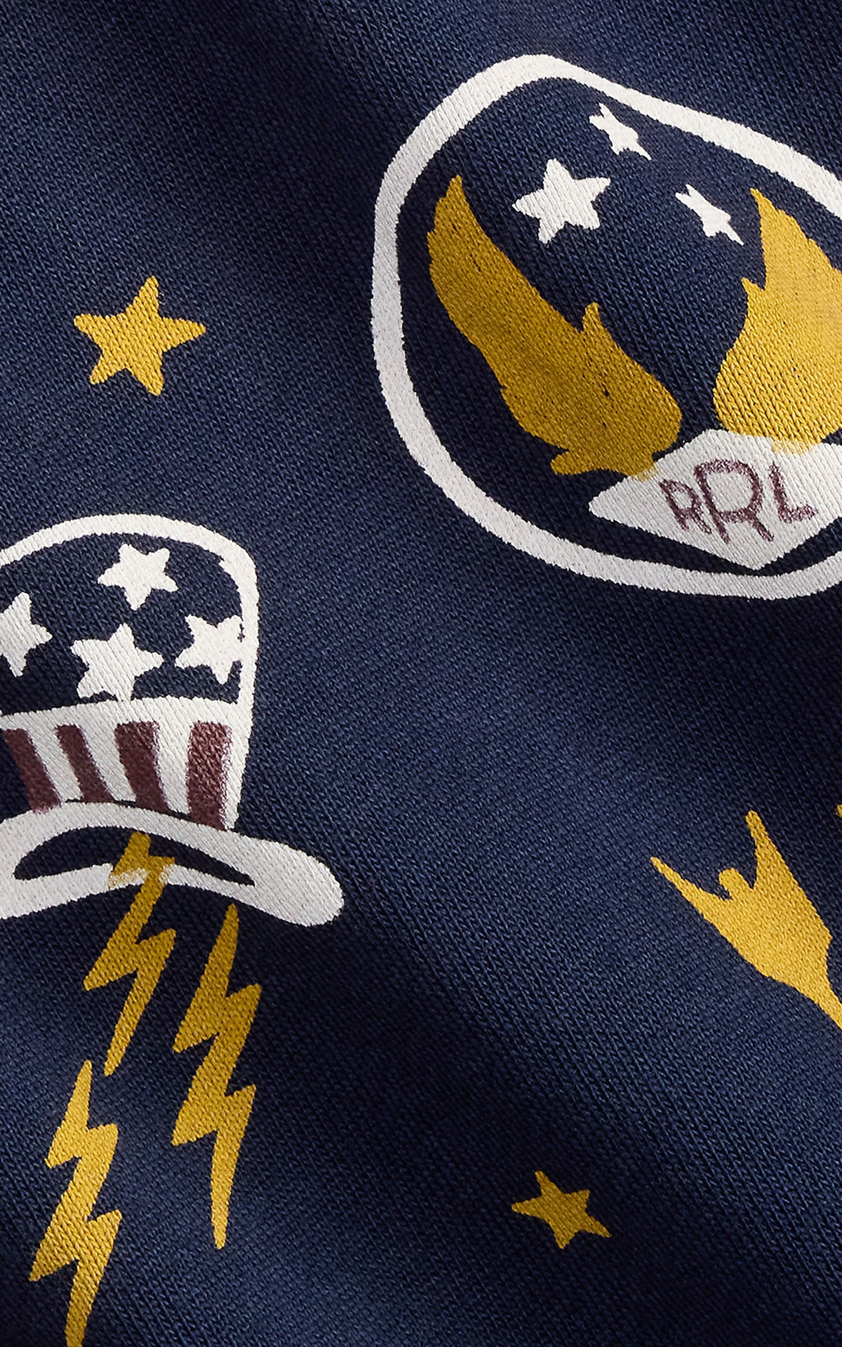 RRL Fleece Graphic Jacket Navy Multi
