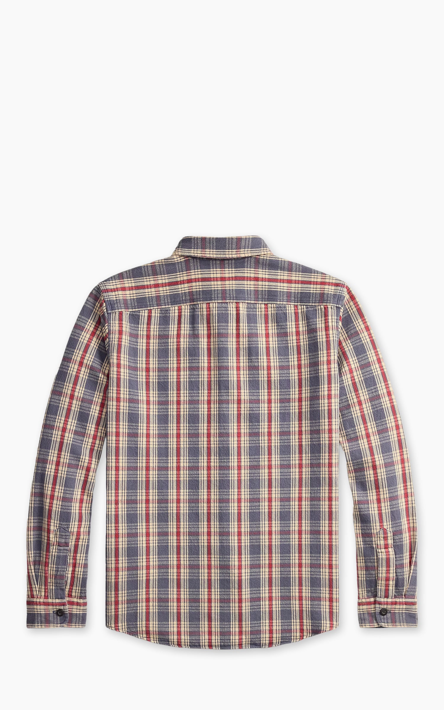 トップス RRL CHECKED WOOL COTTON WORKSHIRT L RRL Plaid Twill Workshirt Blue/Cream/Red