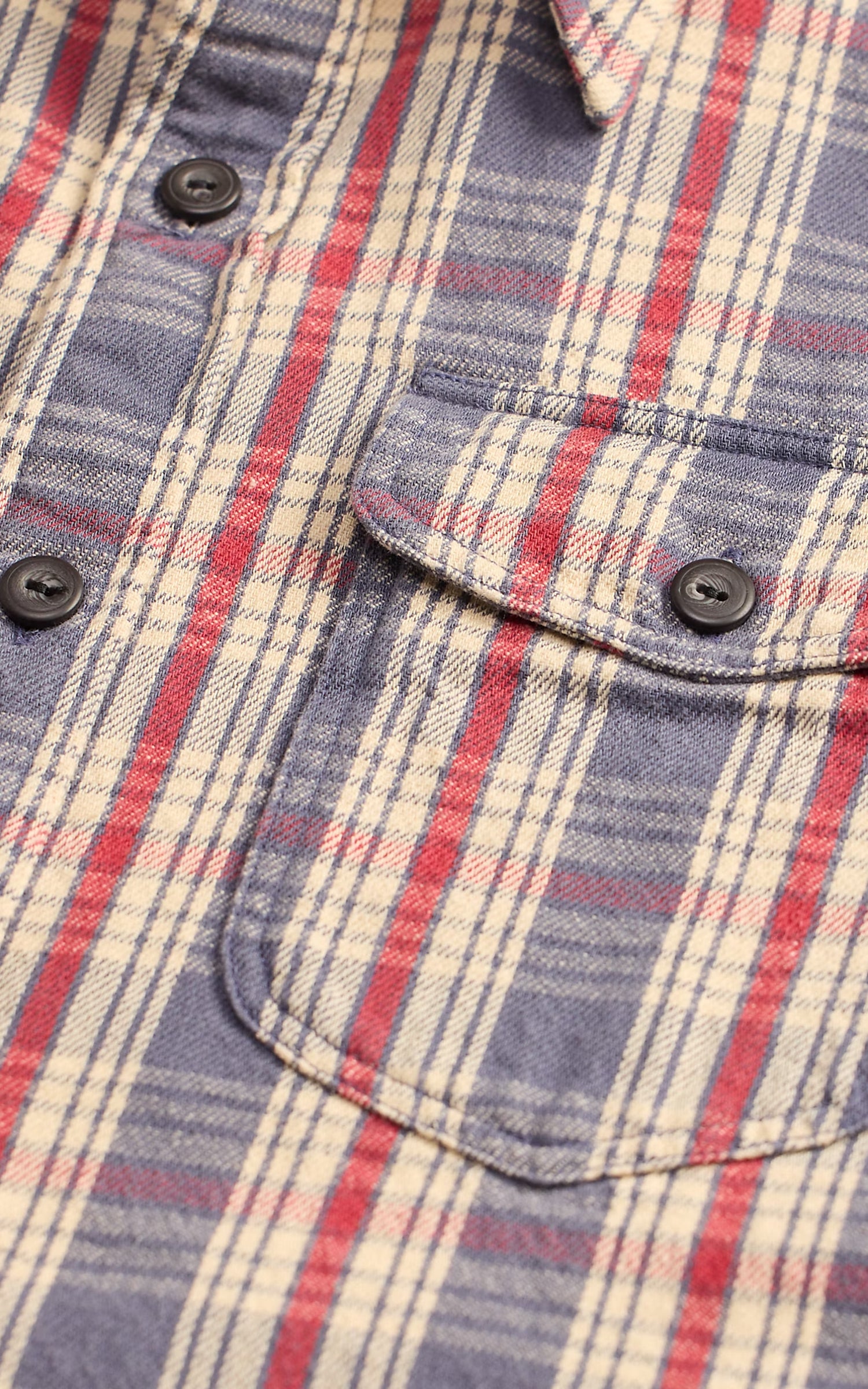 RRL Plaid Twill Workshirt Blue/Cream/Red