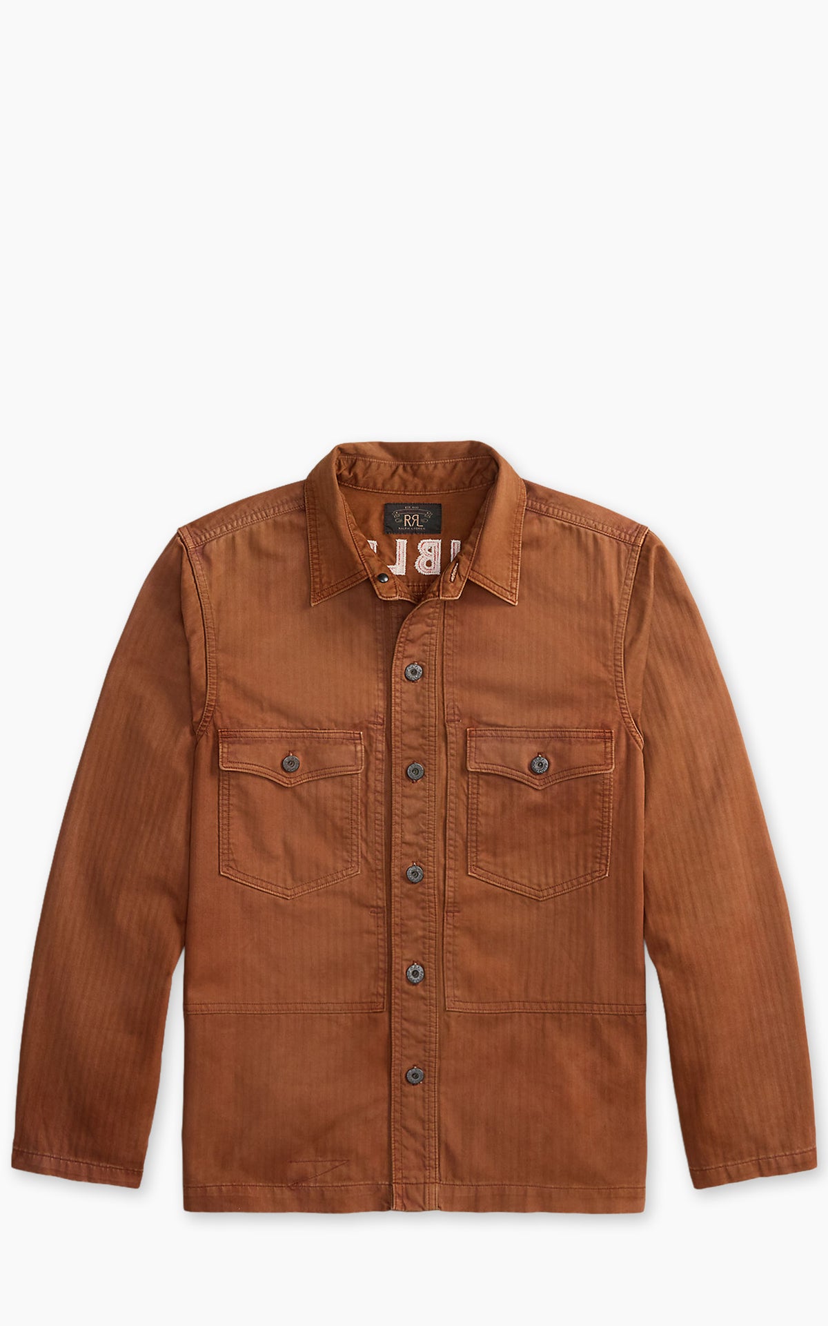 RRL Embroidered Herringbone Twill Overshirt Brick
