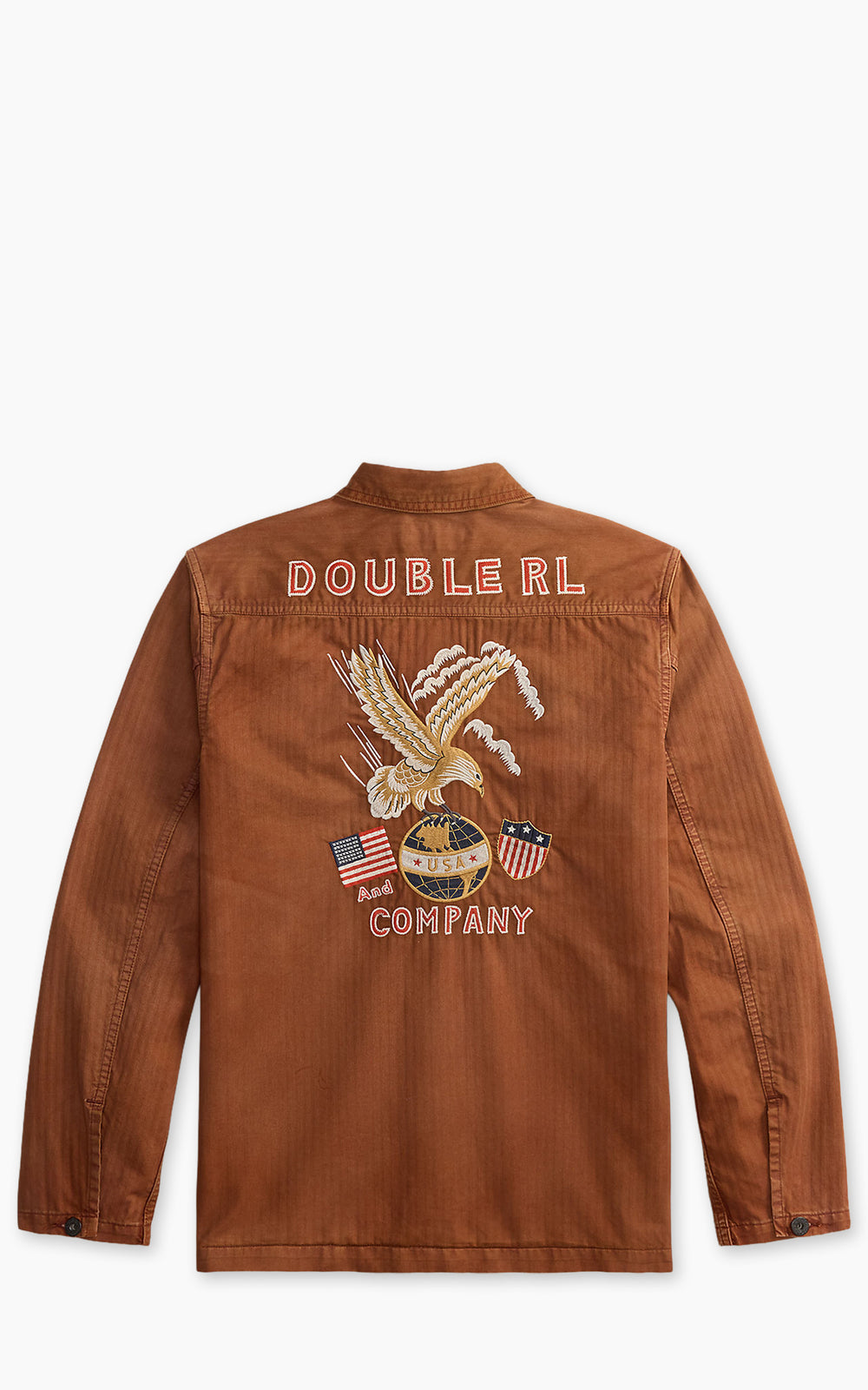 RRL Embroidered Herringbone Twill Overshirt Brick