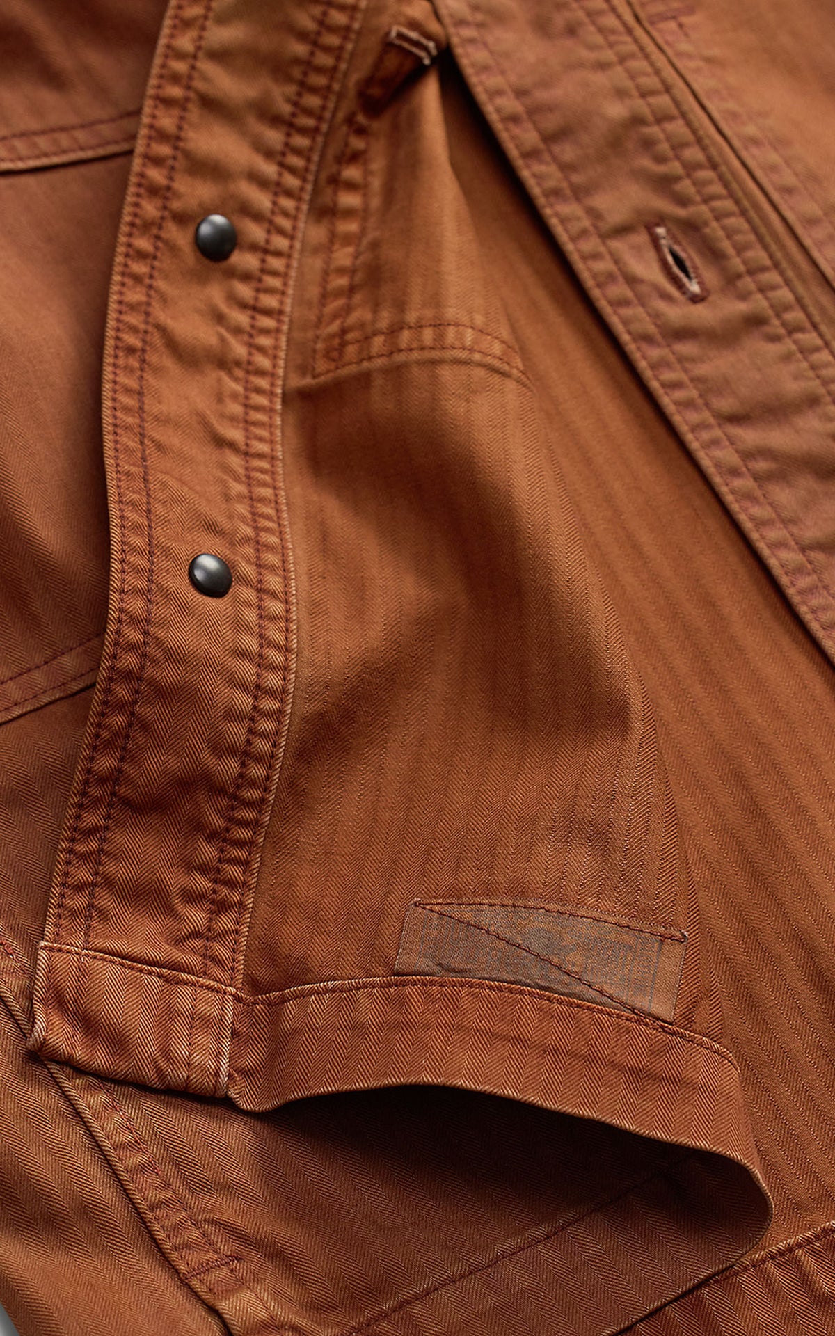 RRL Embroidered Herringbone Twill Overshirt Brick