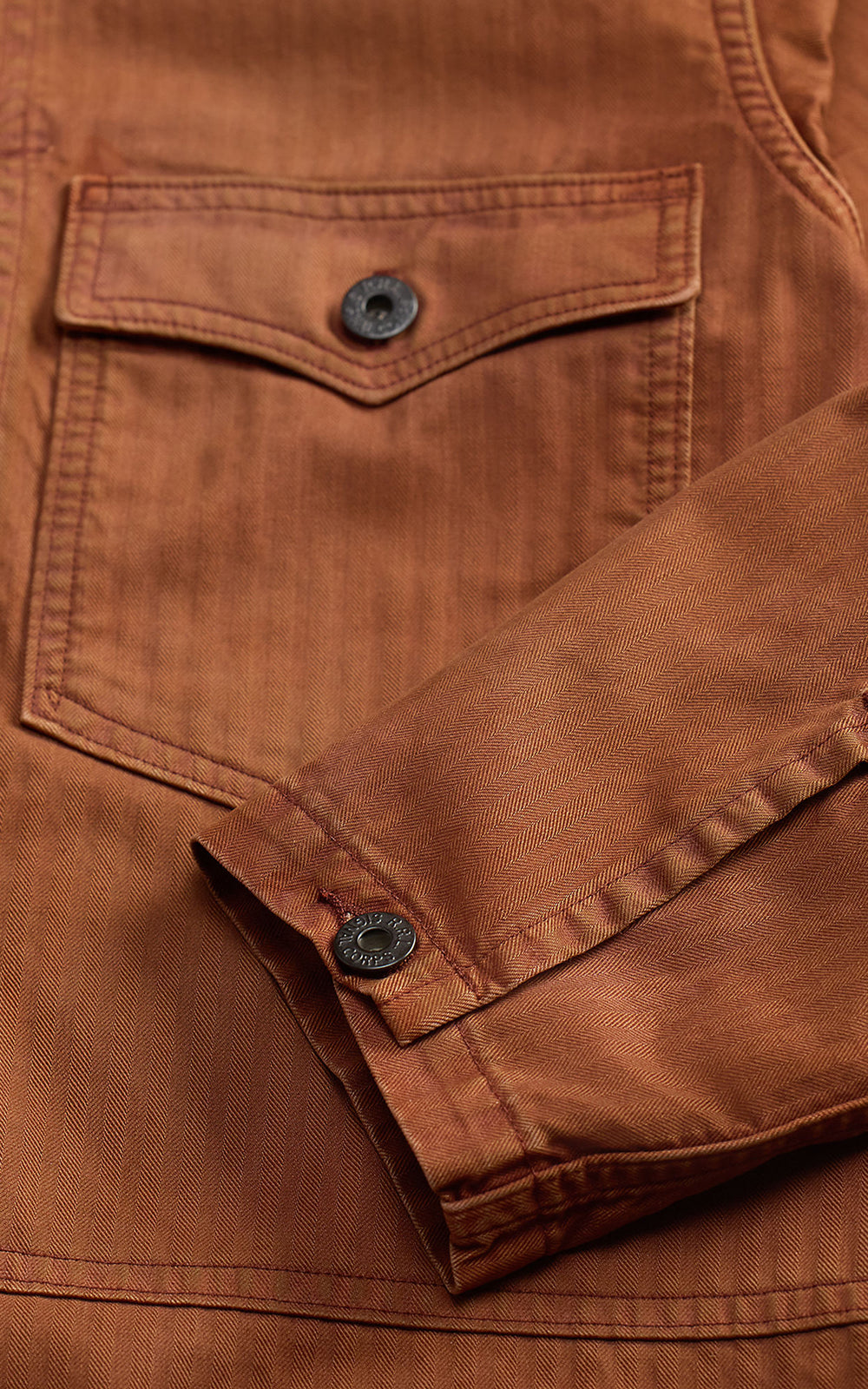 RRL Embroidered Herringbone Twill Overshirt Brick