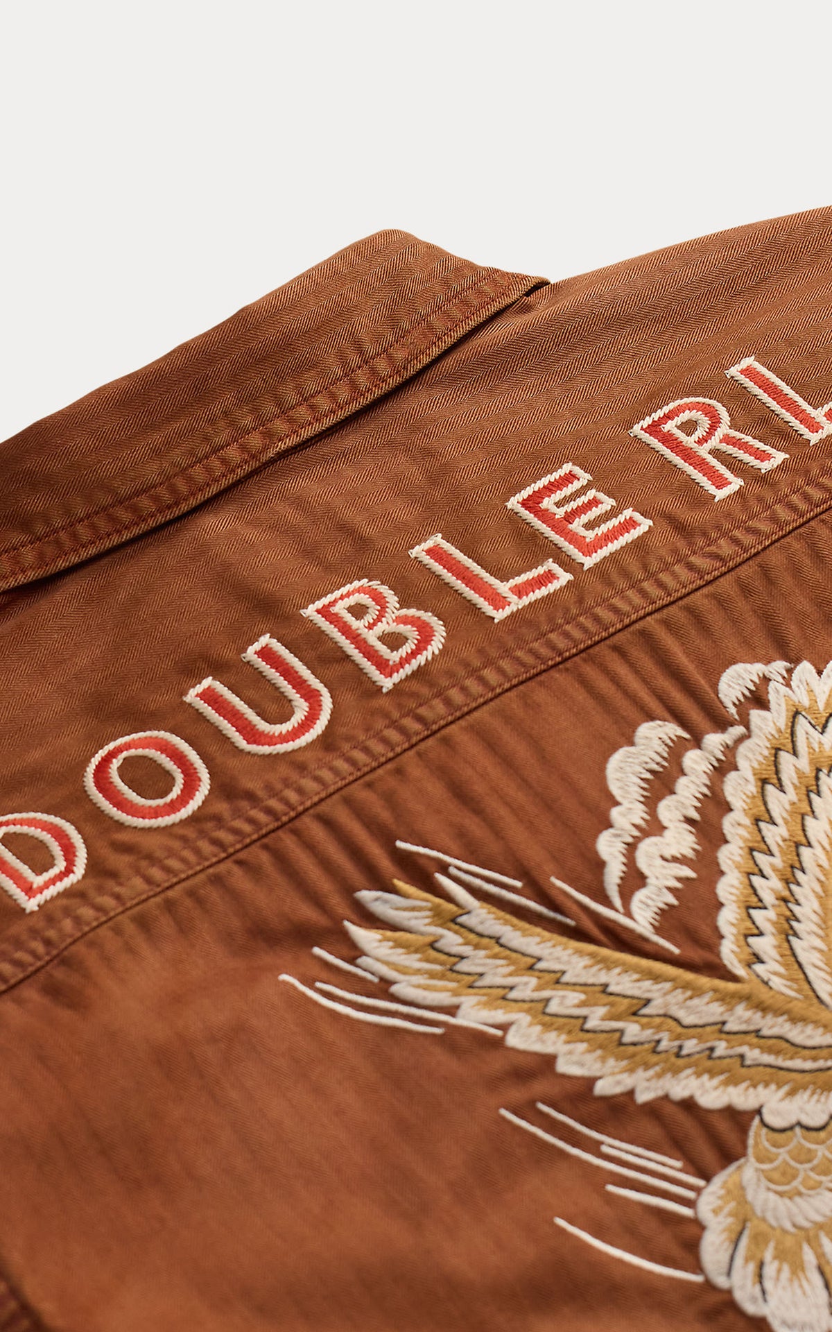 RRL Embroidered Herringbone Twill Overshirt Brick