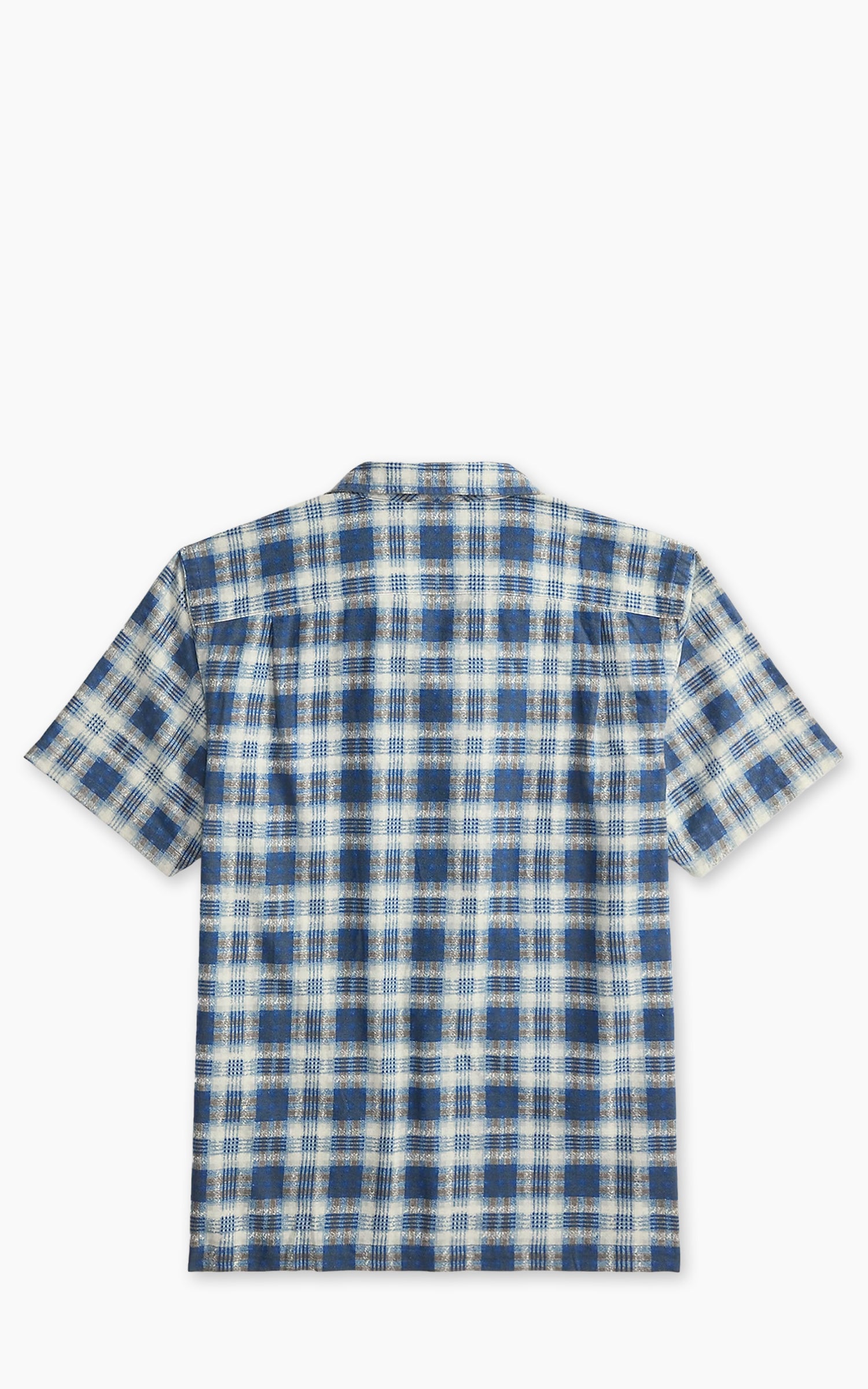 RRL Plaid-Print Brushed Camp Shirt Indigo Blue/Black