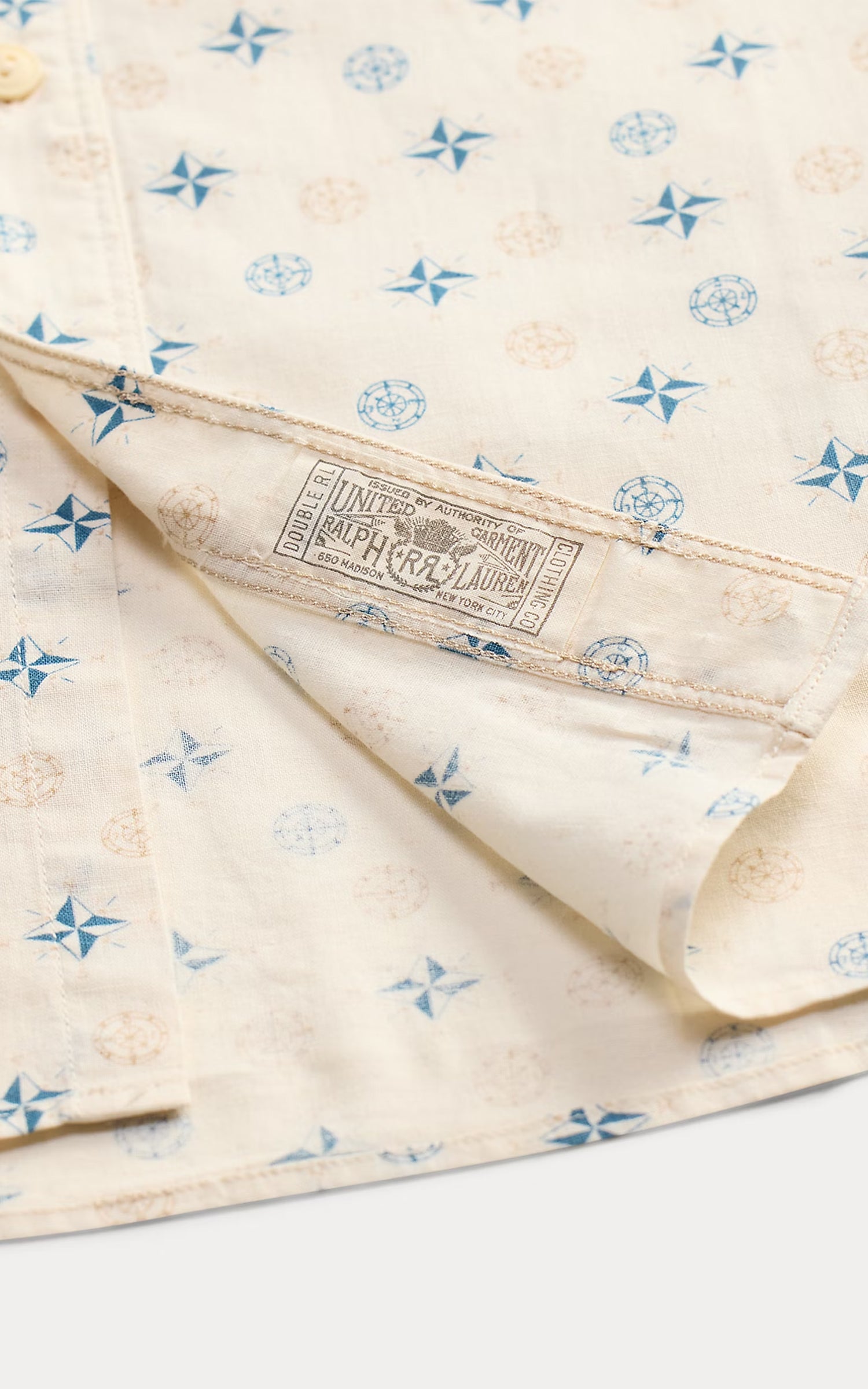 RRL Nautical-Print Linen-Cotton Workshirt Indigo Blue/Multi