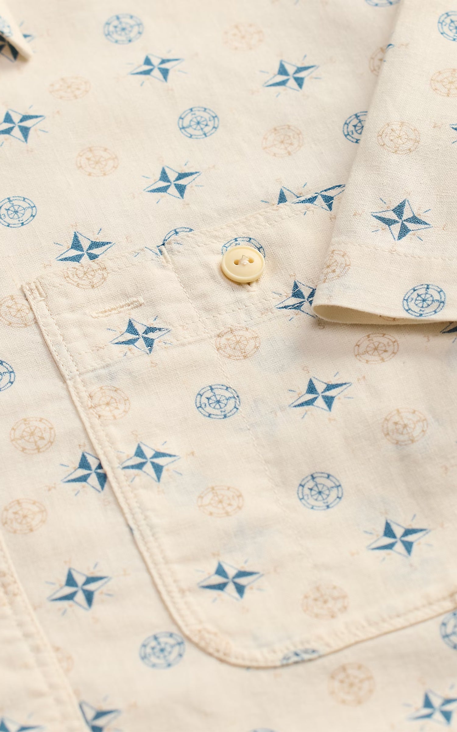 RRL Nautical-Print Linen-Cotton Workshirt Indigo Blue/Multi