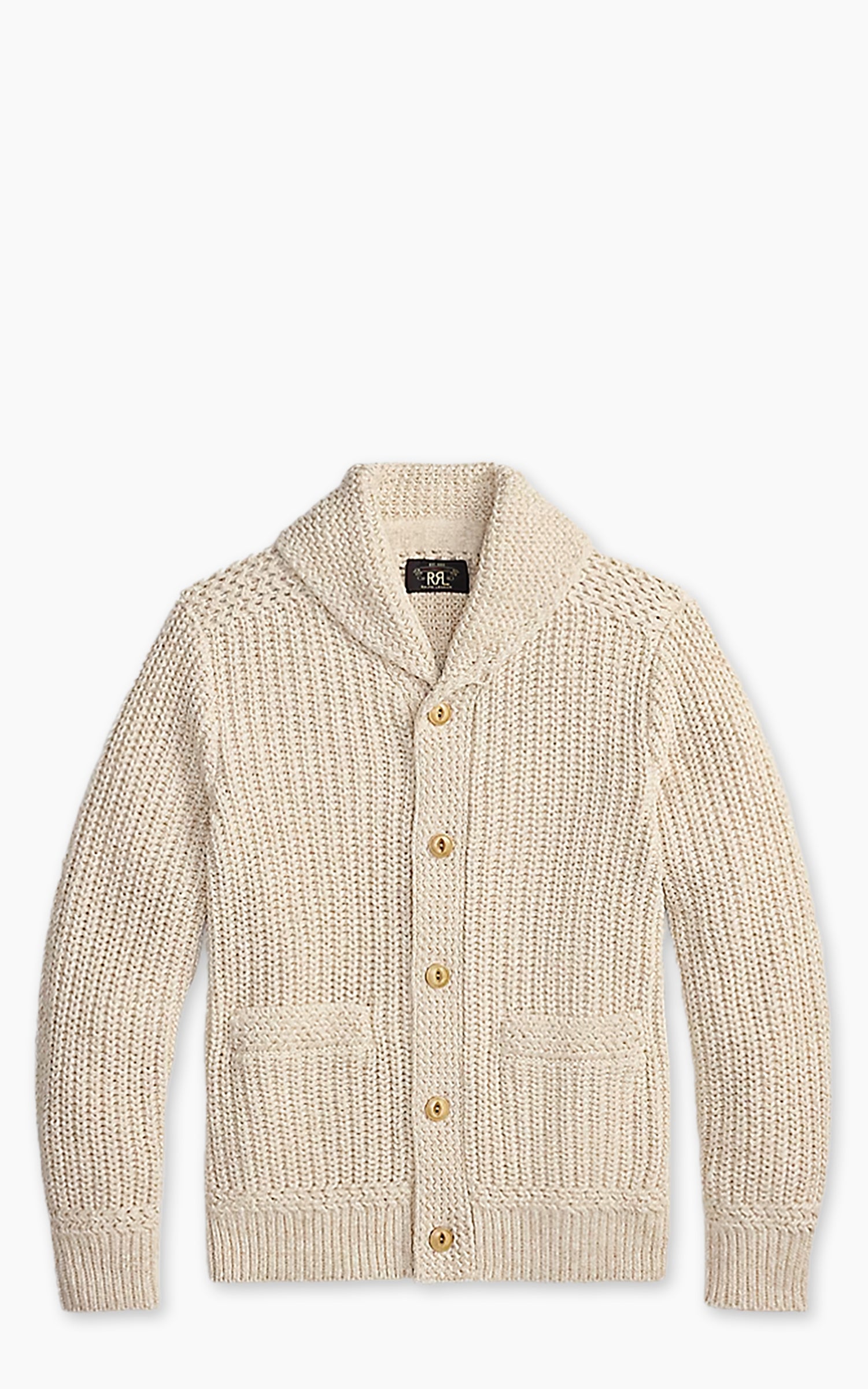 RRL Cotton-Linen Shawl-Collar Cardigan Cream