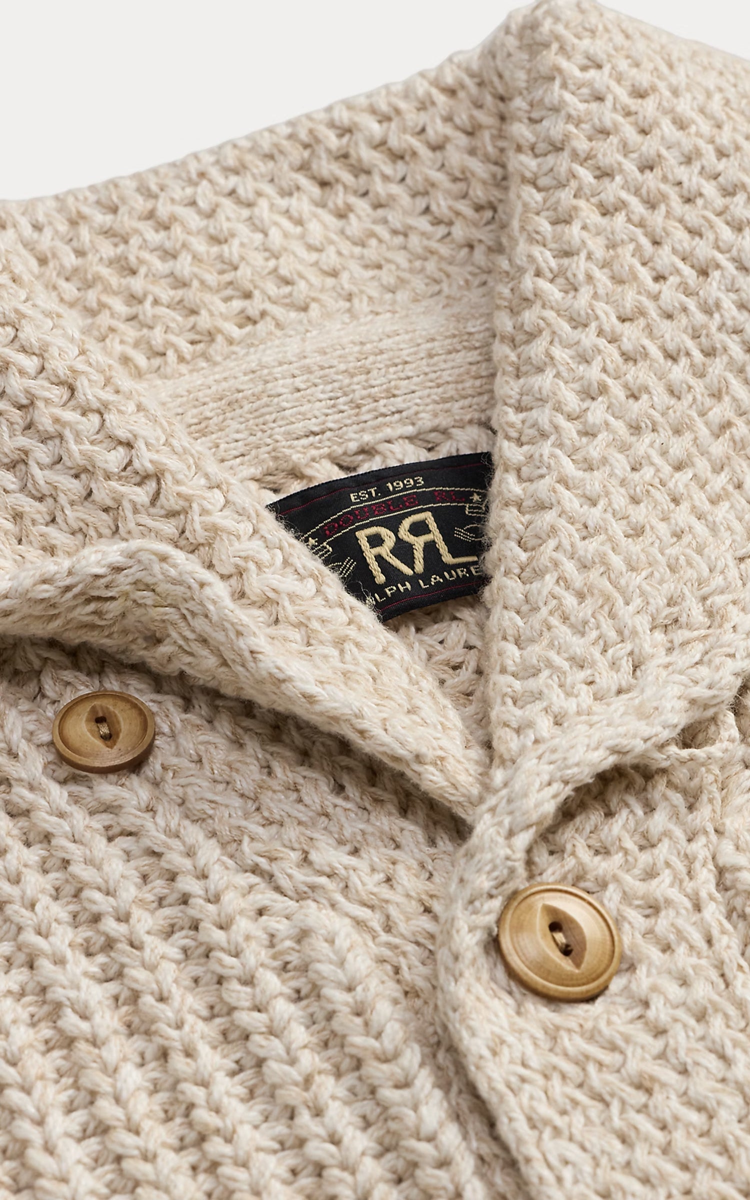 RRL Cotton-Linen Shawl-Collar Cardigan Cream