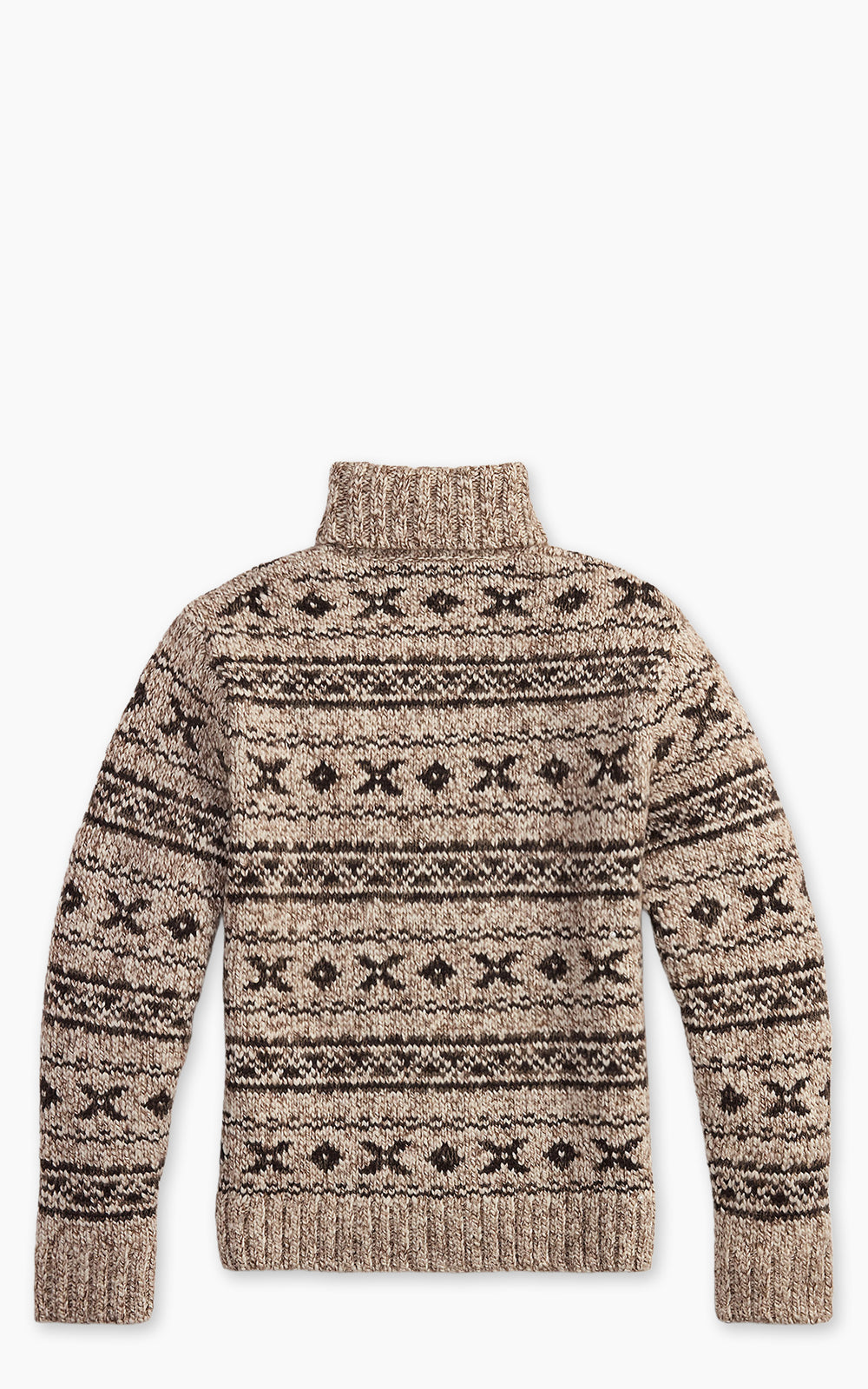 RRL Indigo Fair Isle Wool-Blend Turtleneck Sweater Cream/Brown Multi