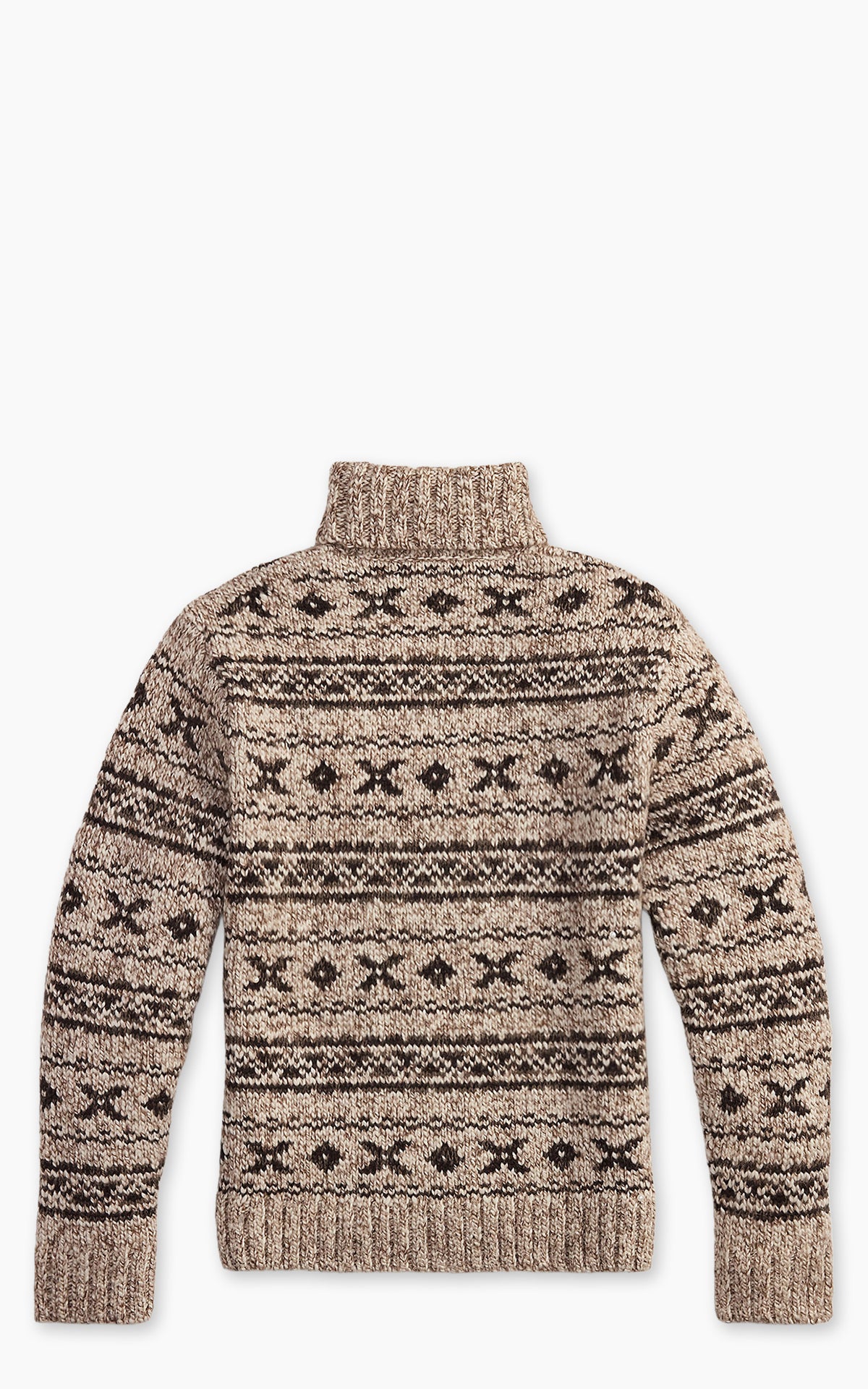 RRL Indigo Fair Isle Wool-Blend Turtleneck Sweater Cream/Brown Multi