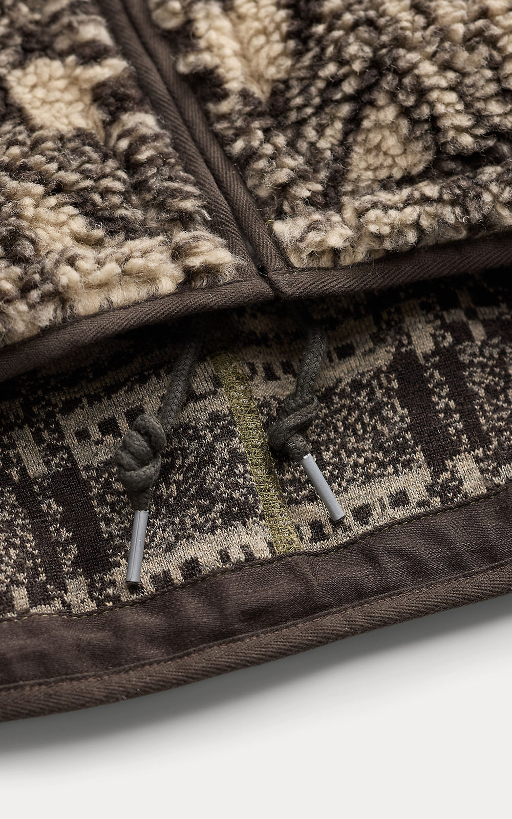 RRL Faux-Fur-Trim Fleece Jacket Cream/Multi