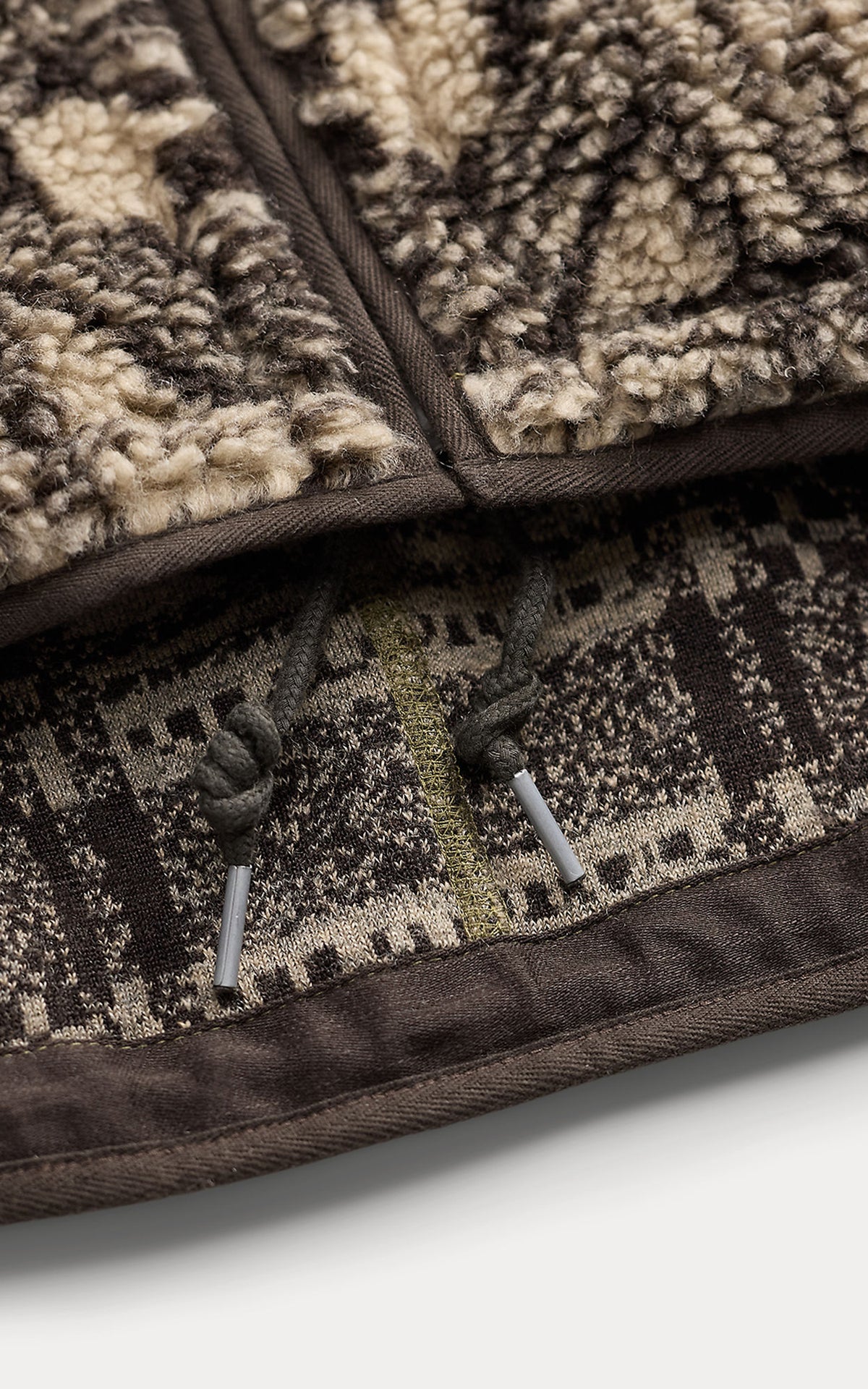 RRL Faux-Fur-Trim Fleece Jacket Cream/Multi