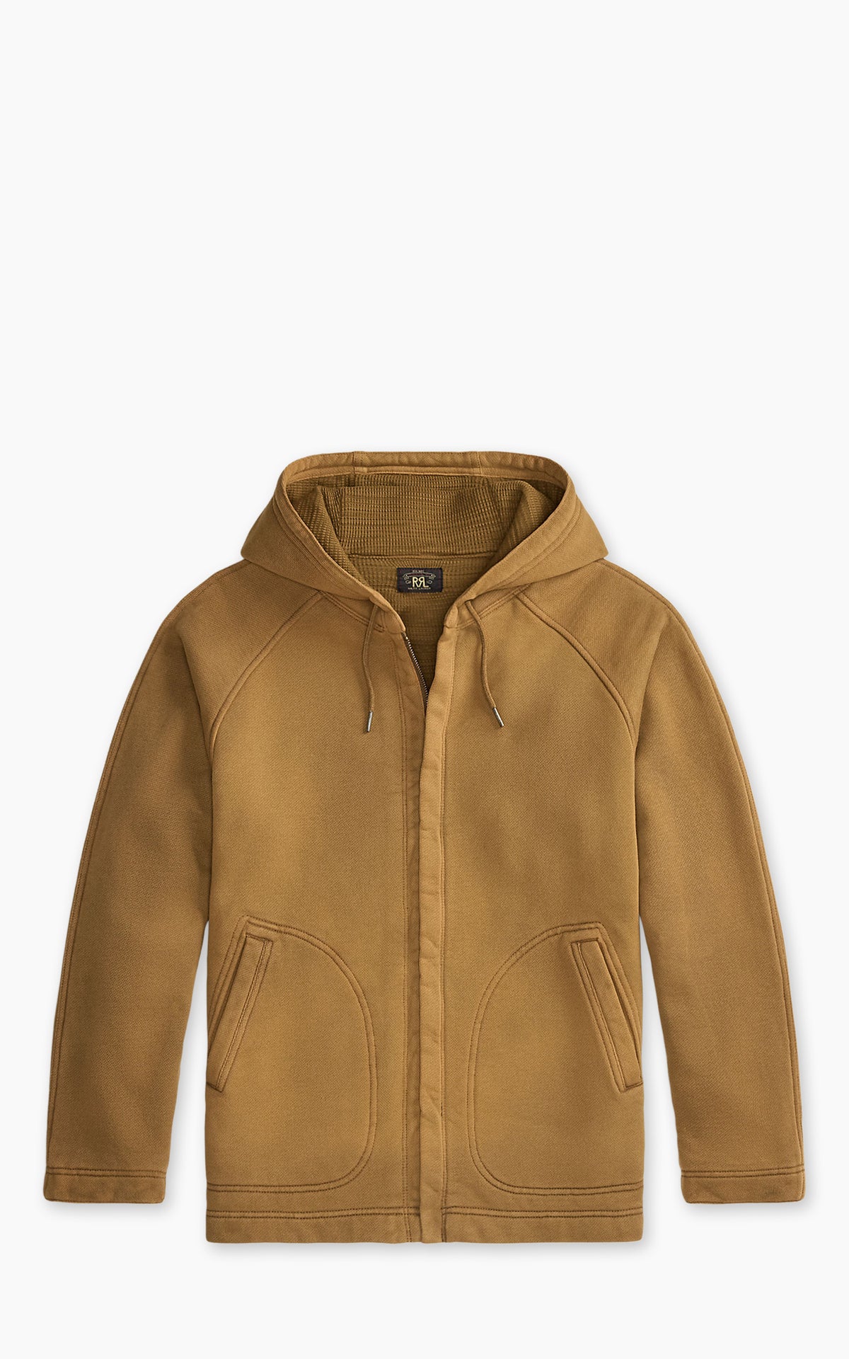 RRL Full-Zip Garment-Dyed Fleece Hoodie Tan
