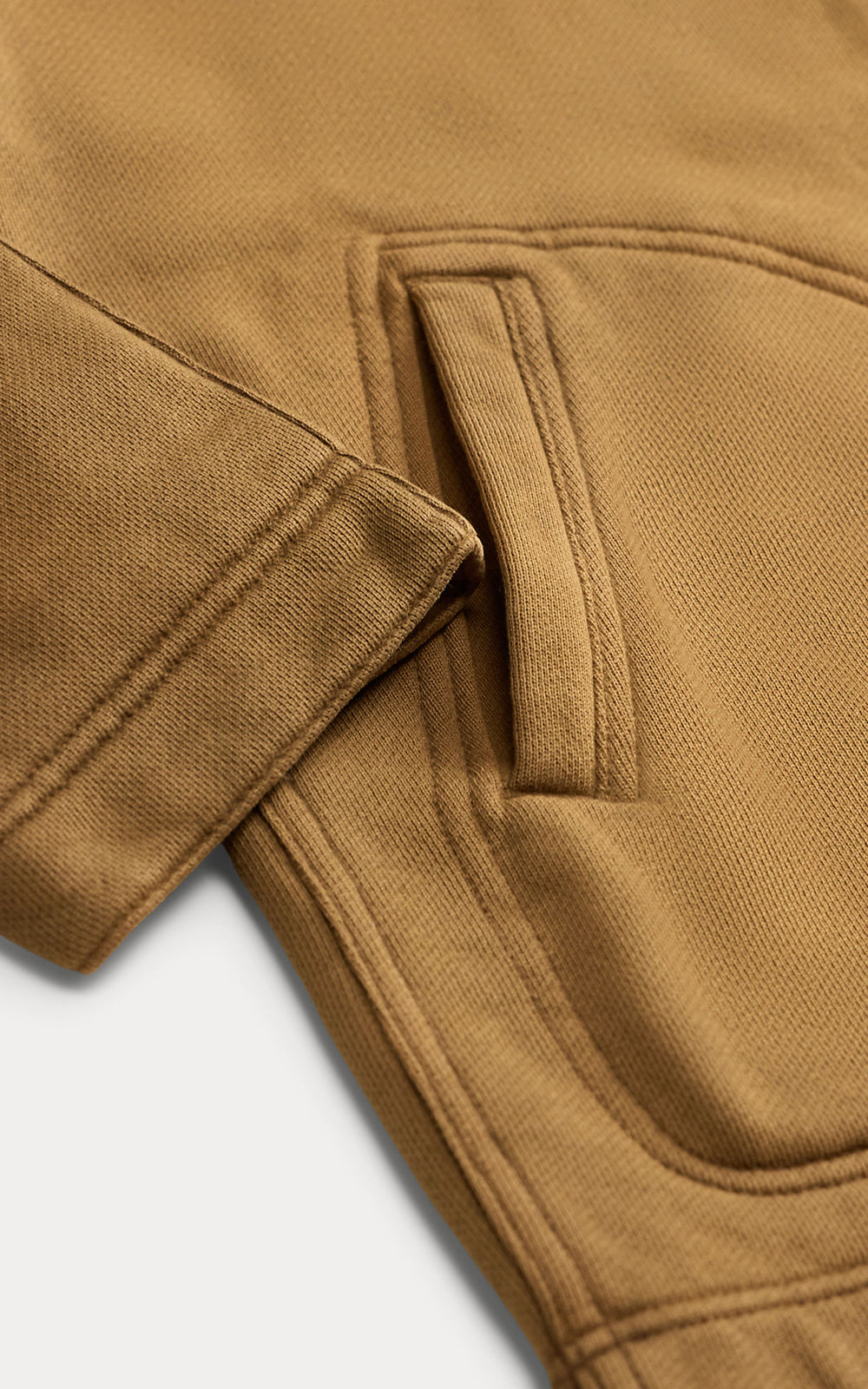 RRL Full-Zip Garment-Dyed Fleece Hoodie Tan