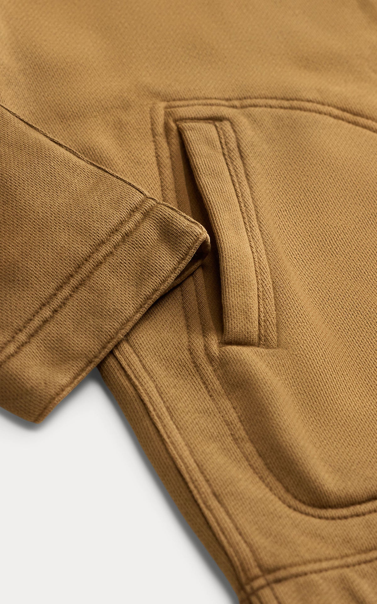 RRL Full-Zip Garment-Dyed Fleece Hoodie Tan