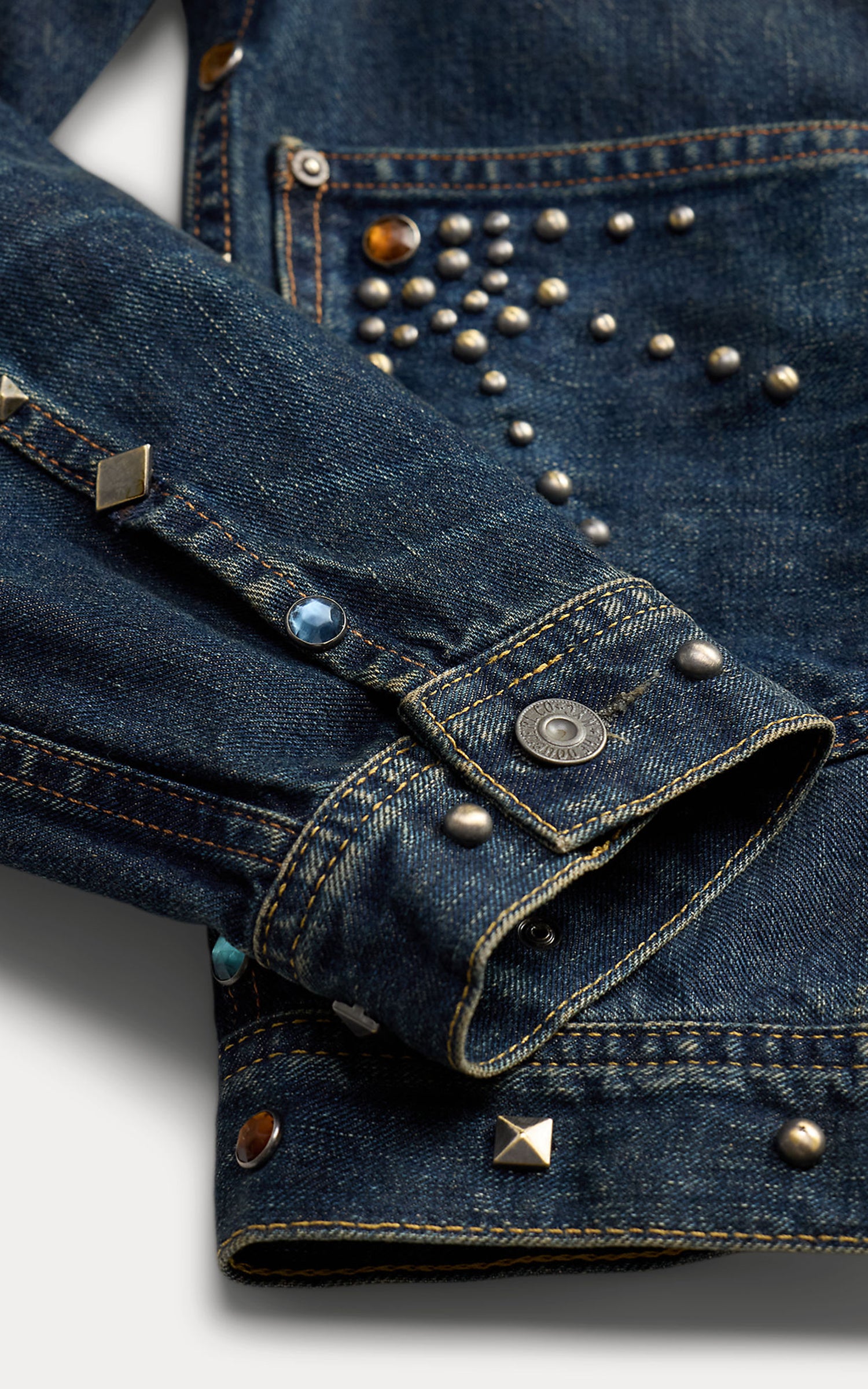 RRL Studded Denim Trucker Jacket Ridgewood Wash