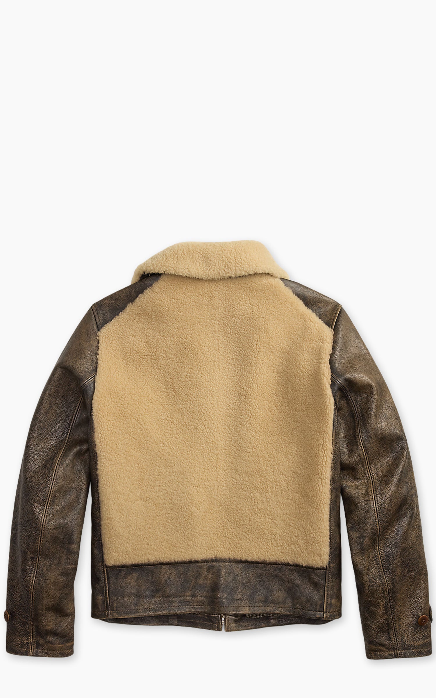 RRL Shearling Panel Leather Jacket Vintage Brown