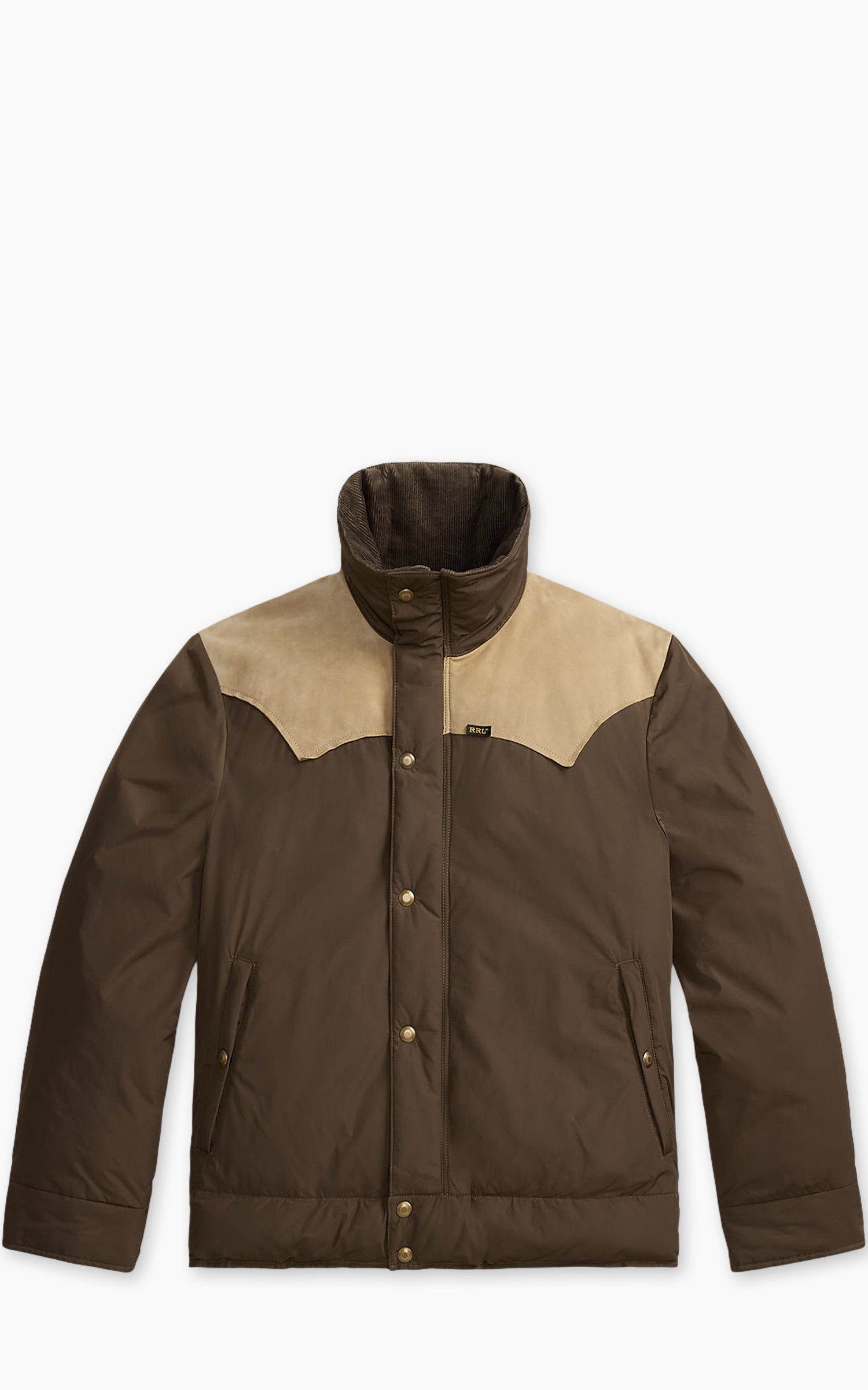 RRL Leather-Yoke Western Jacket Dark Olive