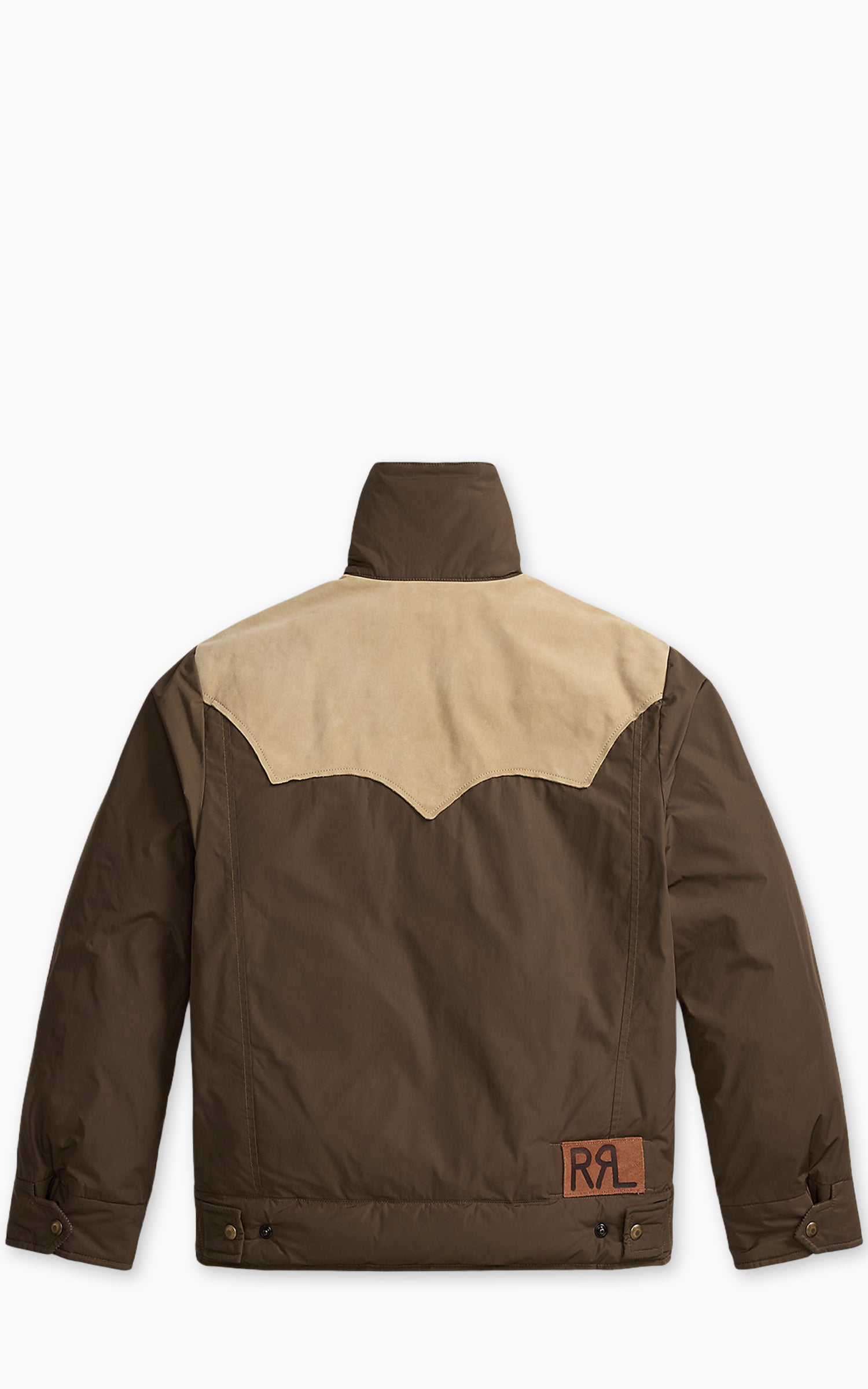 RRL Leather-Yoke Western Jacket Dark Olive