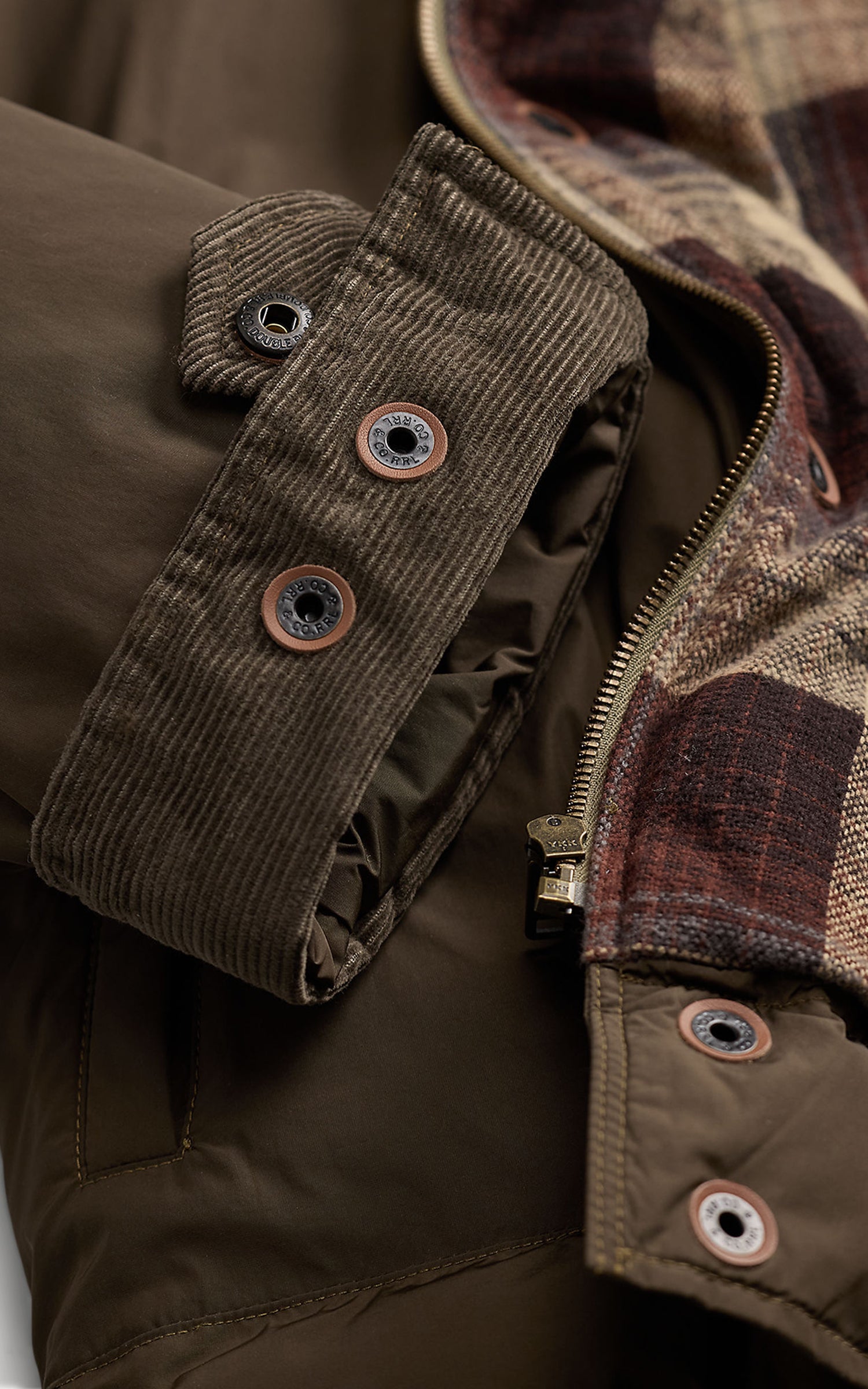 RRL Leather-Yoke Western Jacket Dark Olive