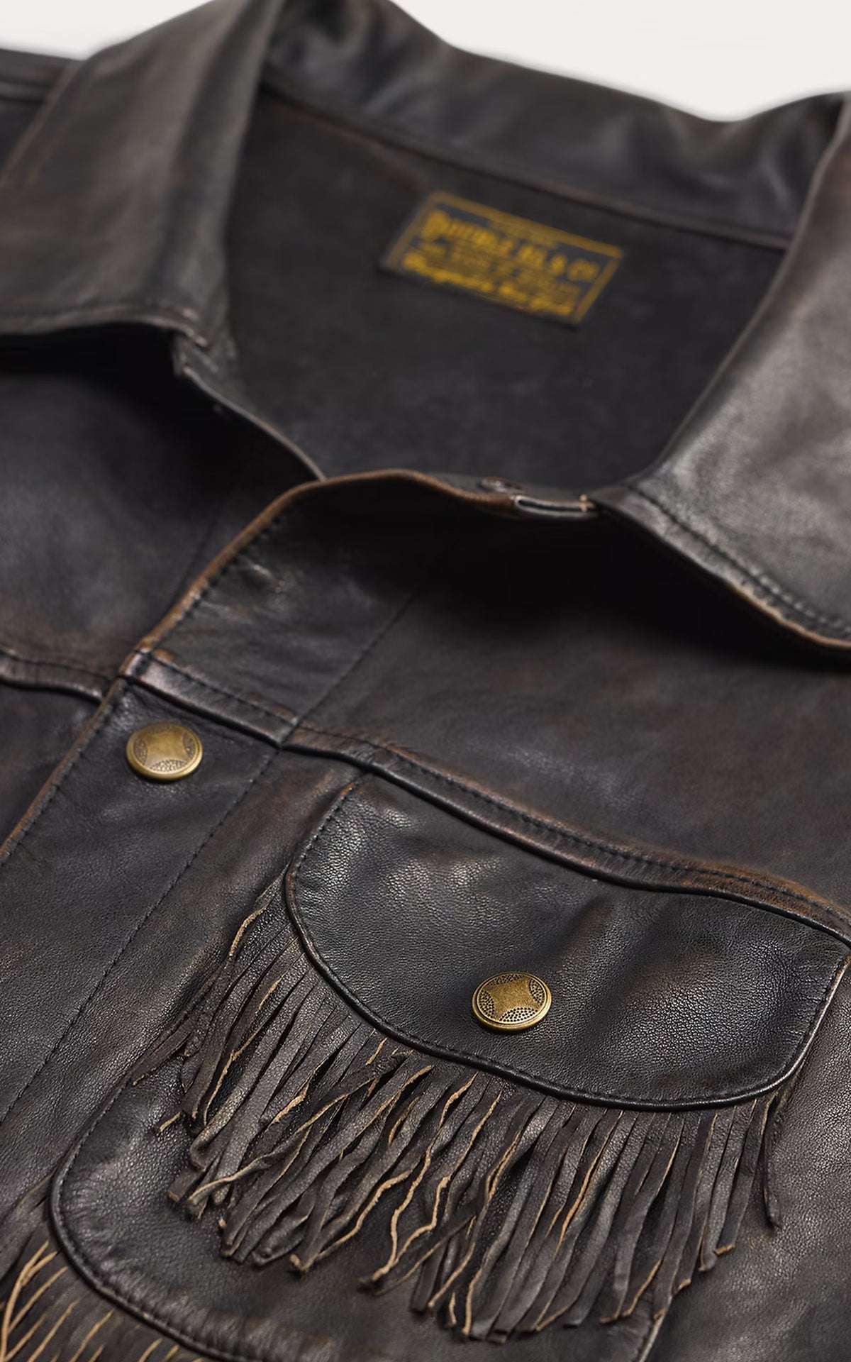 RRL Fringe Leather Jacket Vintage Black