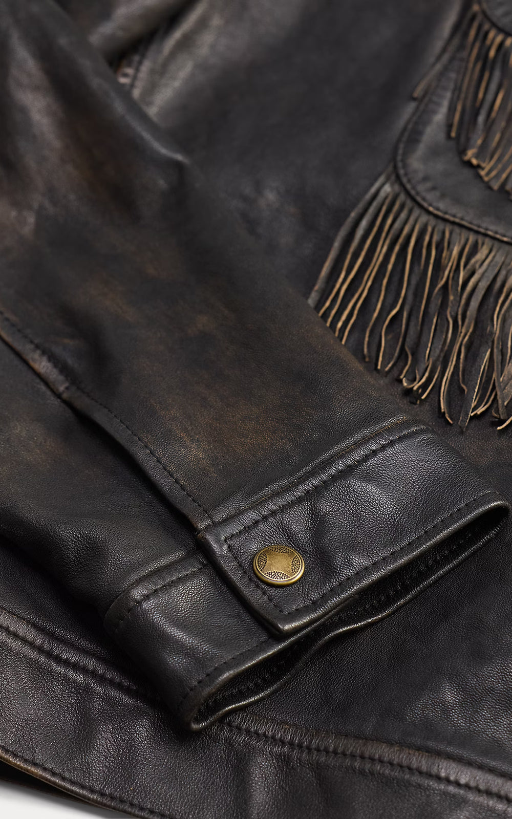 RRL Fringe Leather Jacket Vintage Black