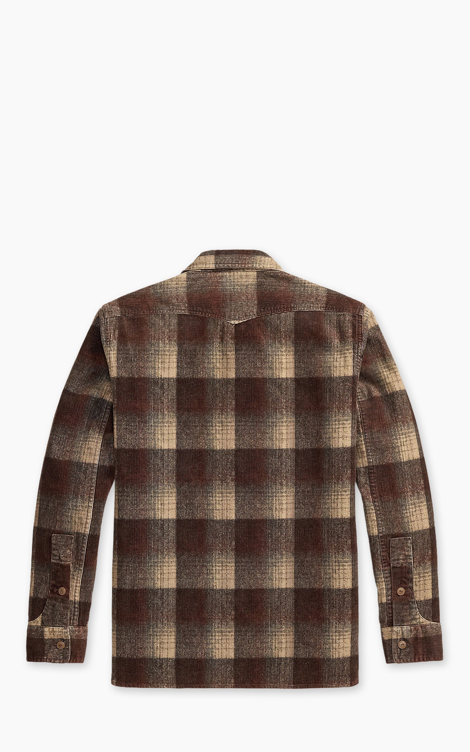 RRL Plaid-Print Corduroy Workshirt Brown/Grey