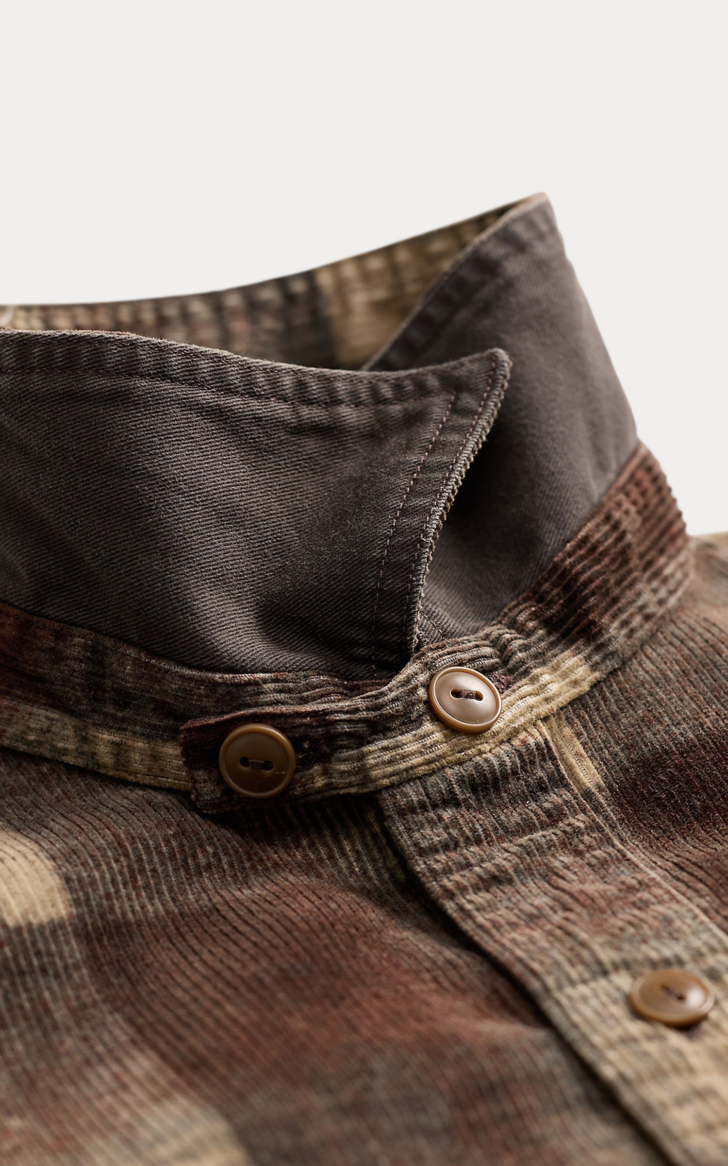 RRL Plaid-Print Corduroy Workshirt Brown/Grey