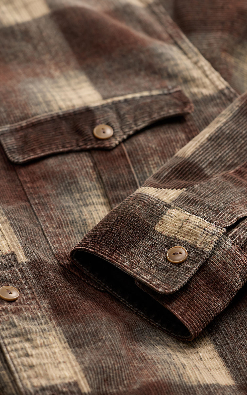 RRL Plaid-Print Corduroy Workshirt Brown/Grey