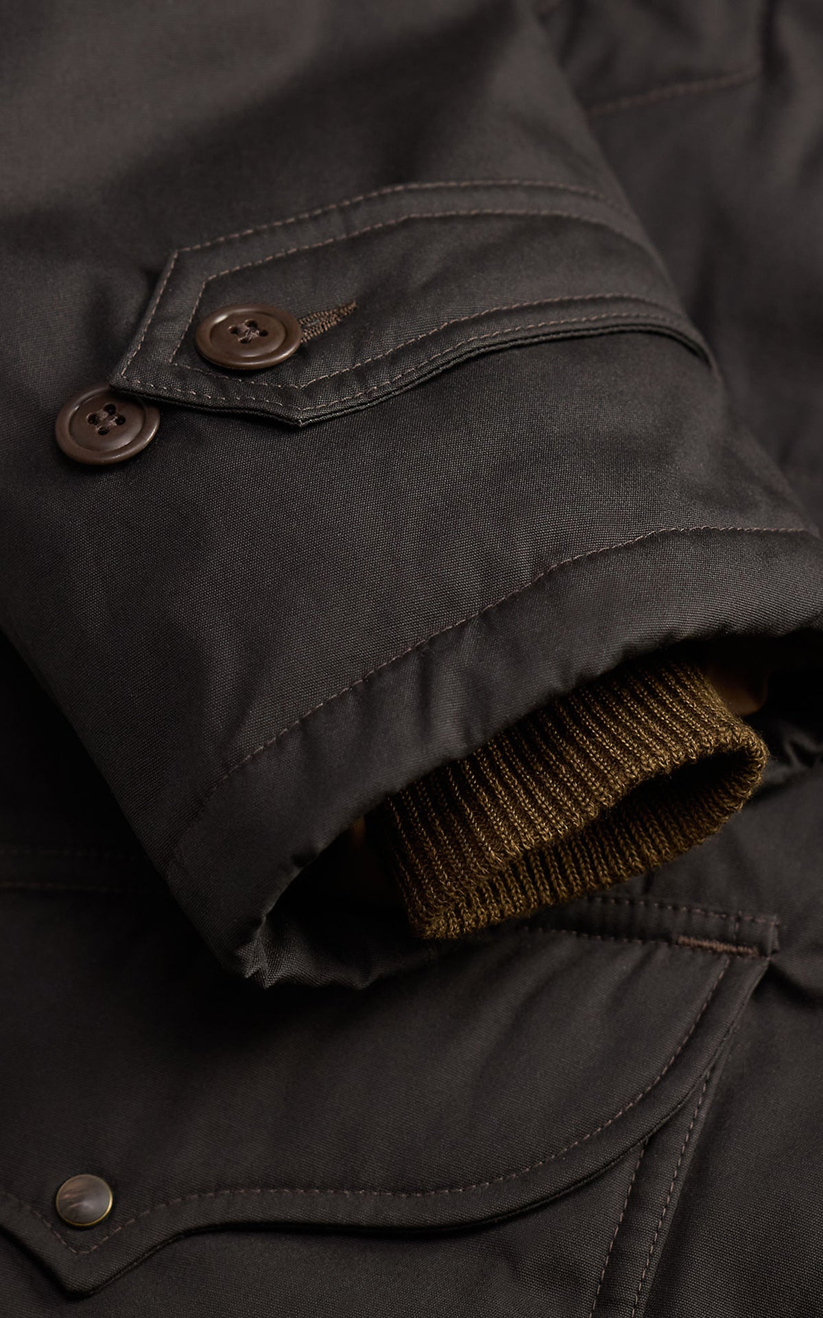 RRL Faux-Fur-Trim Coated Canvas Parka Washed Black
