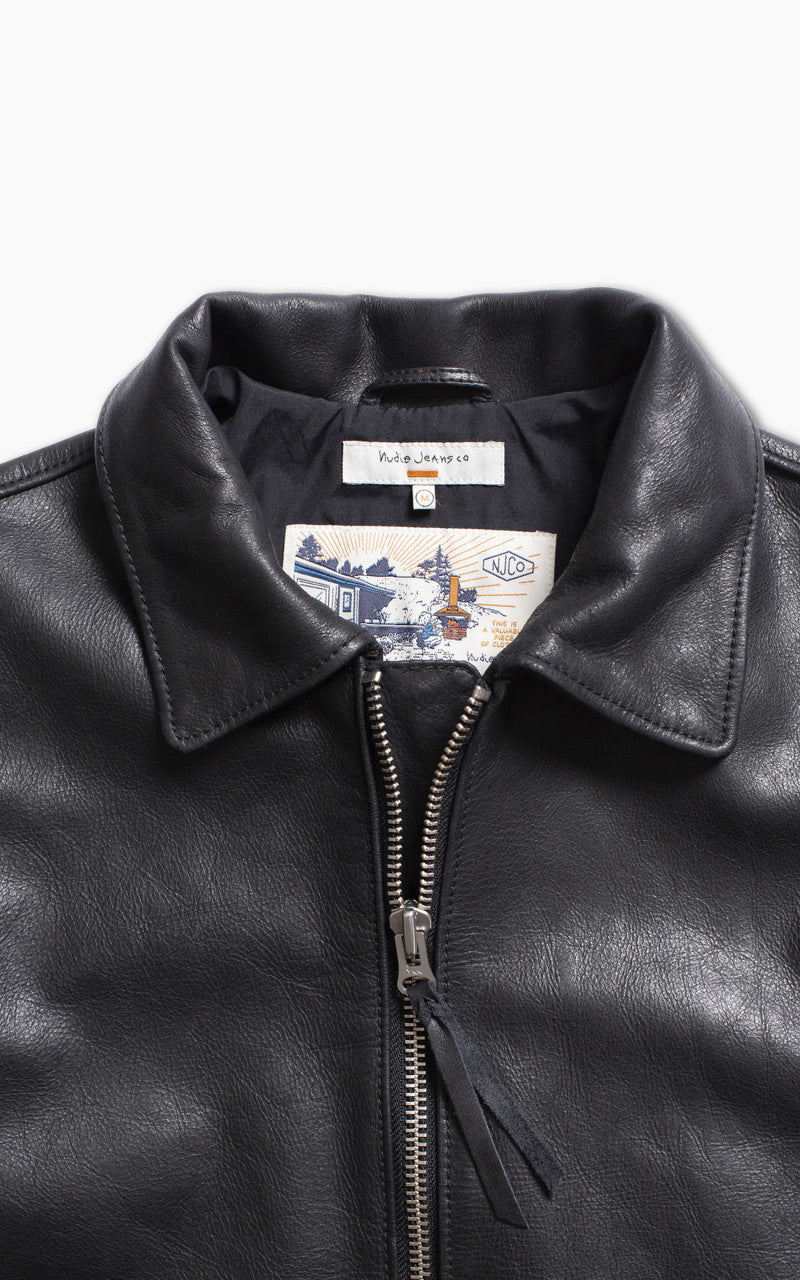 Nudie Jeans Eddy Rider Leather Jacket Black